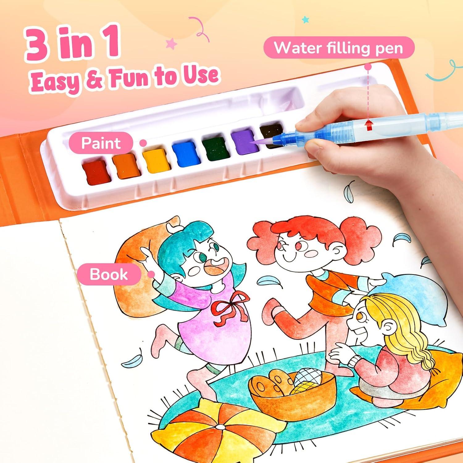 JoyCat Paint with Water Coloring Books, Art & Craft Activity, No Mess Art for Kids Ages 4-8, Craft Kits & Supplies, DIY Creative Activity, Gifts for Girls & Boys (Christmas)(Party)
