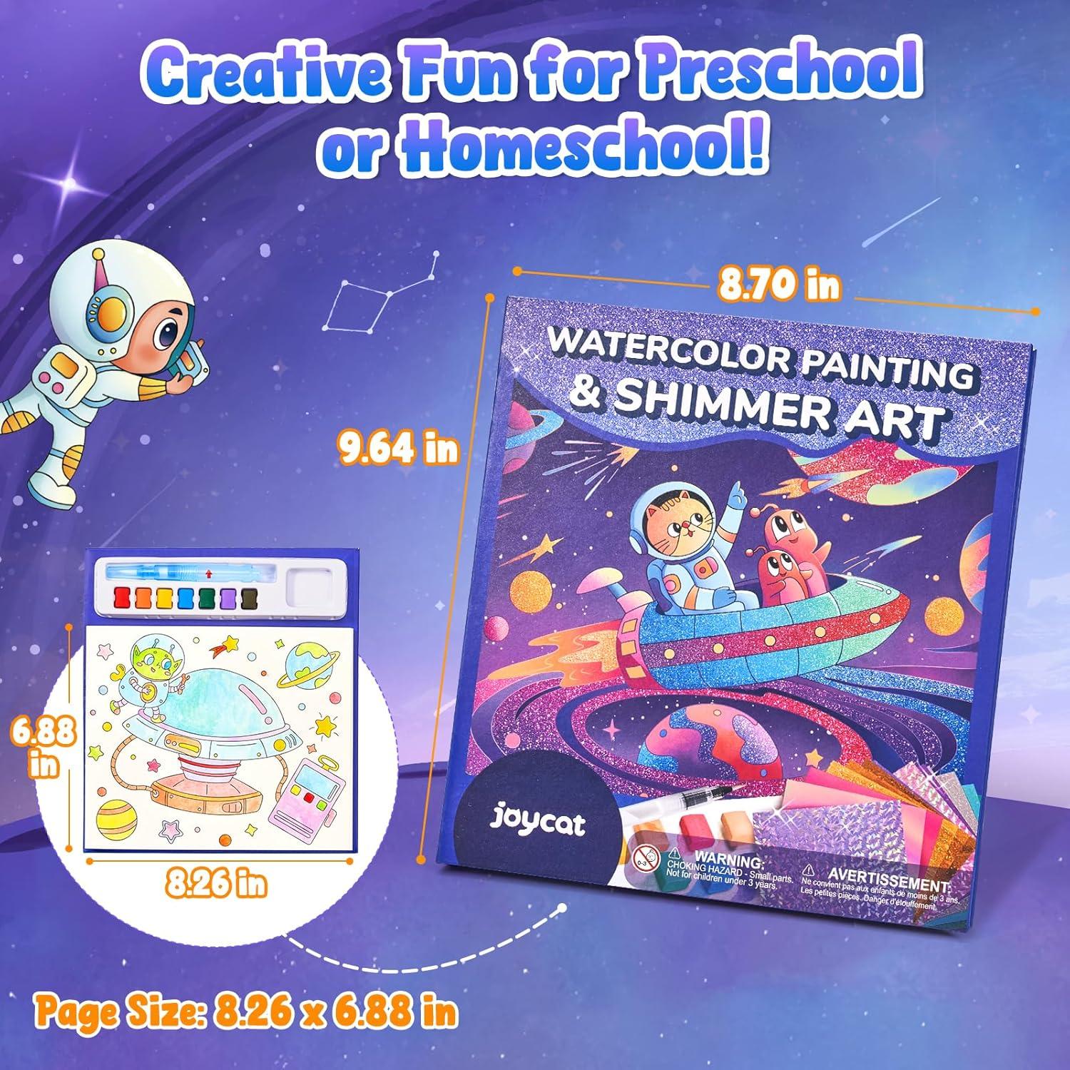JoyCat Paint with Water Coloring Books, Art & Craft Activity, No Mess Art for Kids Ages 4-8, Craft Kits & Supplies, DIY Creative Activity, Gifts for Girls & Boys (Christmas)(Space)