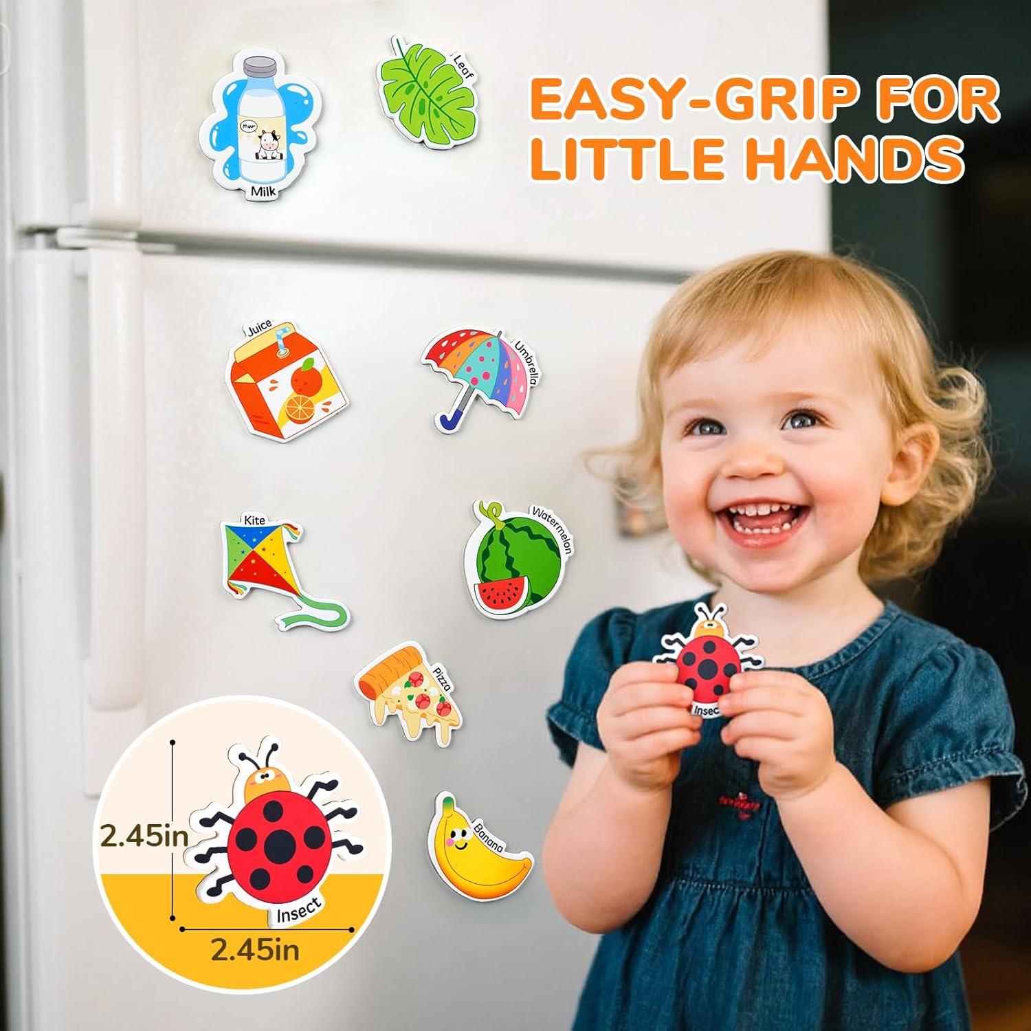 JoyCat Fridge Magnets for Toddlers & Kids – 26 Cute A-Z Objects, Large Magnetic Refrigerator Toys, Fun Educational Learning Gifts for Girls and Boys 2 3 4 5 Years Old(Objects)