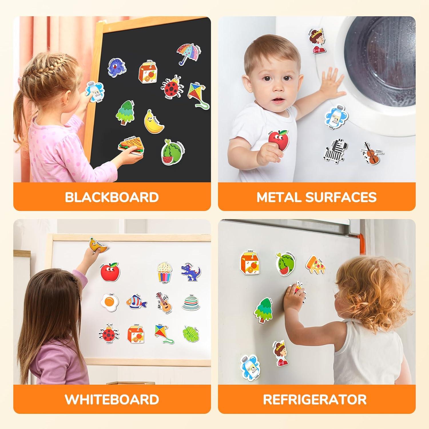 JoyCat Fridge Magnets for Toddlers & Kids – 26 Cute A-Z Objects, Large Magnetic Refrigerator Toys, Fun Educational Learning Gifts for Girls and Boys 2 3 4 5 Years Old(Objects)