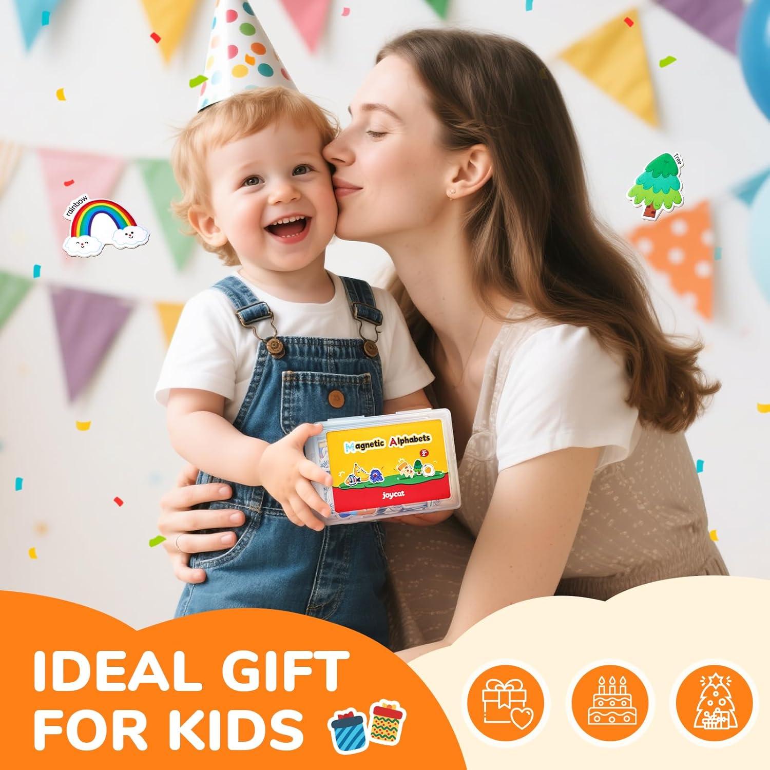 JoyCat Fridge Magnets for Toddlers & Kids – 26 Cute A-Z Objects, Large Magnetic Refrigerator Toys, Fun Educational Learning Gifts for Girls and Boys 2 3 4 5 Years Old(Objects)