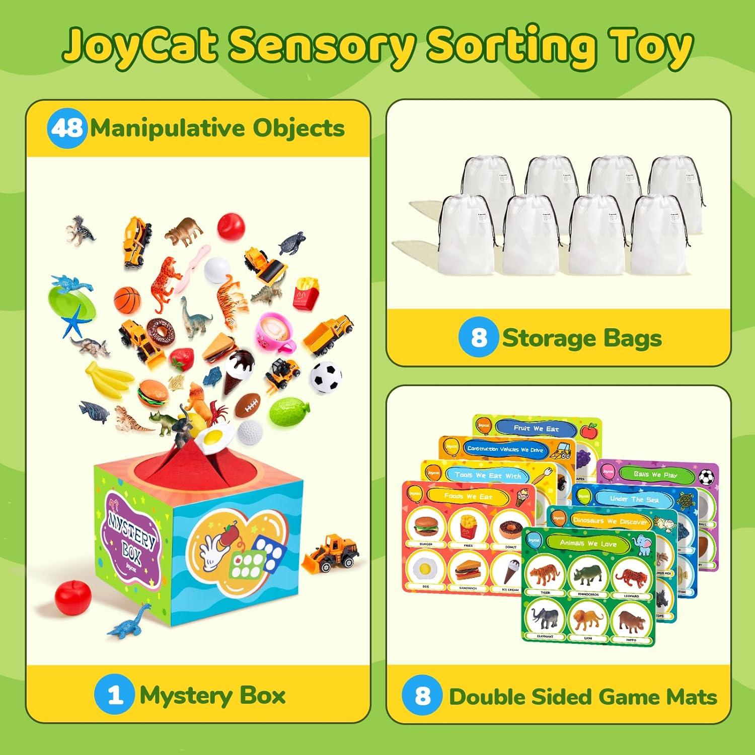 JoyCat Sorting Toys for Toddlers – Sensory Play Box with 48 Sorting Objects, Montessori Preschool Learning Toy to Support Early Cognitive & Speech Development for Ages 2–5(48PCS)