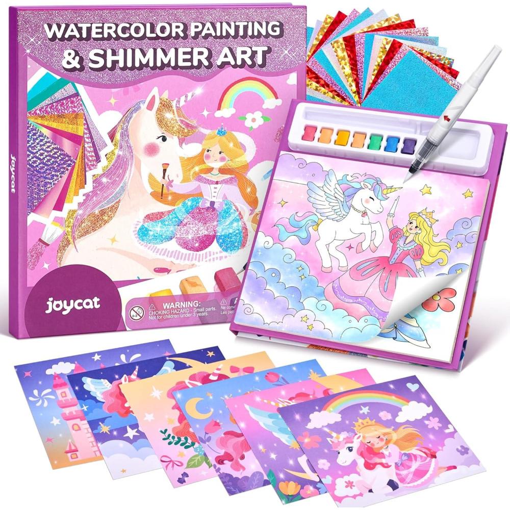 JoyCat Paint with Water Coloring Books, Art & Craft Activity, No Mess Art for Kids Ages 4-8, Craft Kits & Supplies, DIY Creative Activity, Gifts for Girls & Boys (Christmas)(Princess & Magical Pony 2)