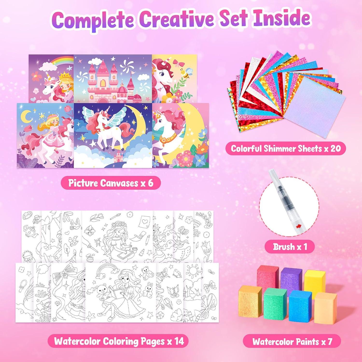 JoyCat Paint with Water Coloring Books, Art & Craft Activity, No Mess Art for Kids Ages 4-8, Craft Kits & Supplies, DIY Creative Activity, Gifts for Girls & Boys (Christmas)(Princess & Magical Pony 2)