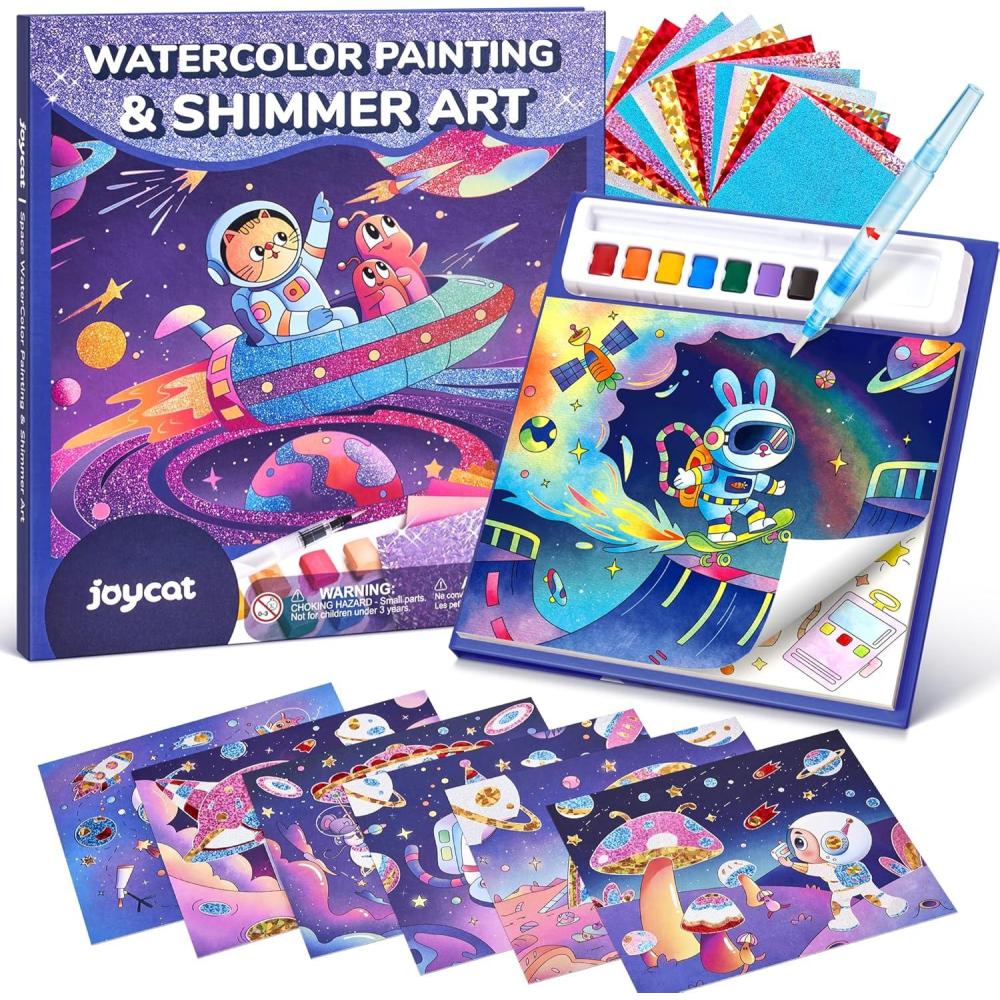 JoyCat Paint with Water Coloring Books, Art & Craft Activity, No Mess Art for Kids Ages 4-8, Craft Kits & Supplies, DIY Creative Activity, Gifts for Girls & Boys (Ocean Princess)(Space)