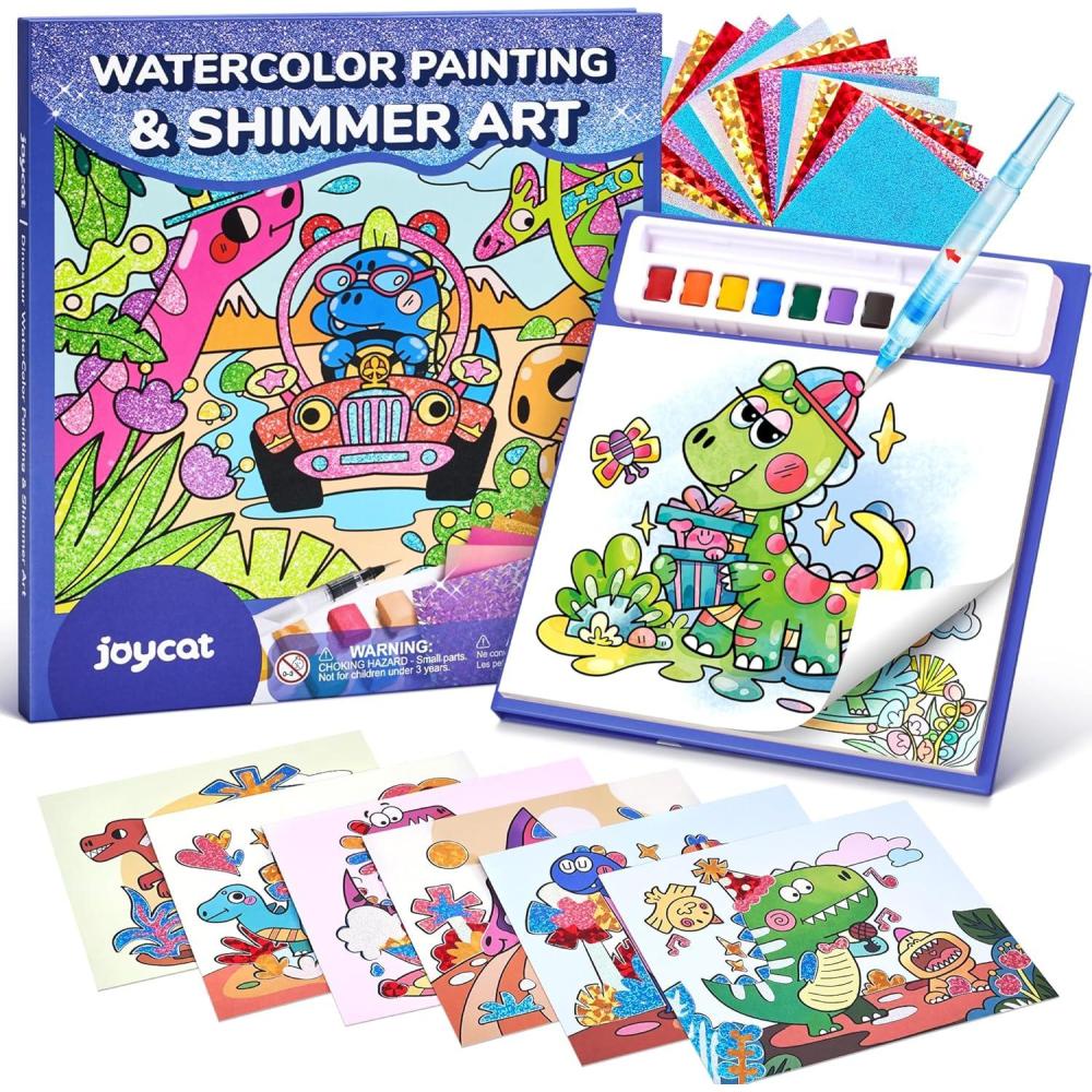 JoyCat Paint with Water Coloring Books, Art & Craft Activity, No Mess Art for Kids Ages 4-8, Craft Kits & Supplies, DIY Creative Activity, Gifts for Girls & Boys (Ocean Princess)(Dinosaurs)