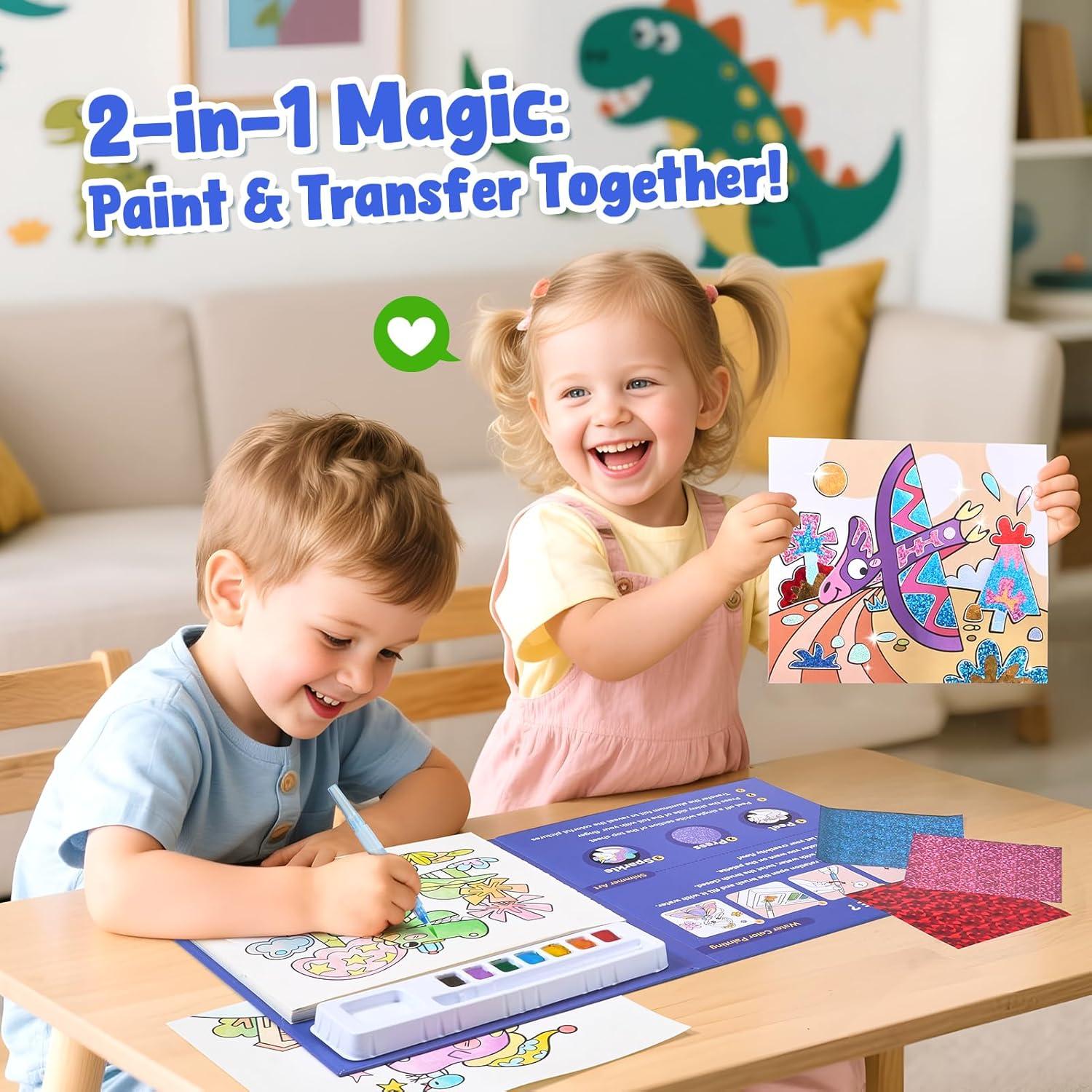 JoyCat Paint with Water Coloring Books, Art & Craft Activity, No Mess Art for Kids Ages 4-8, Craft Kits & Supplies, DIY Creative Activity, Gifts for Girls & Boys (Ocean Princess)(Dinosaurs)