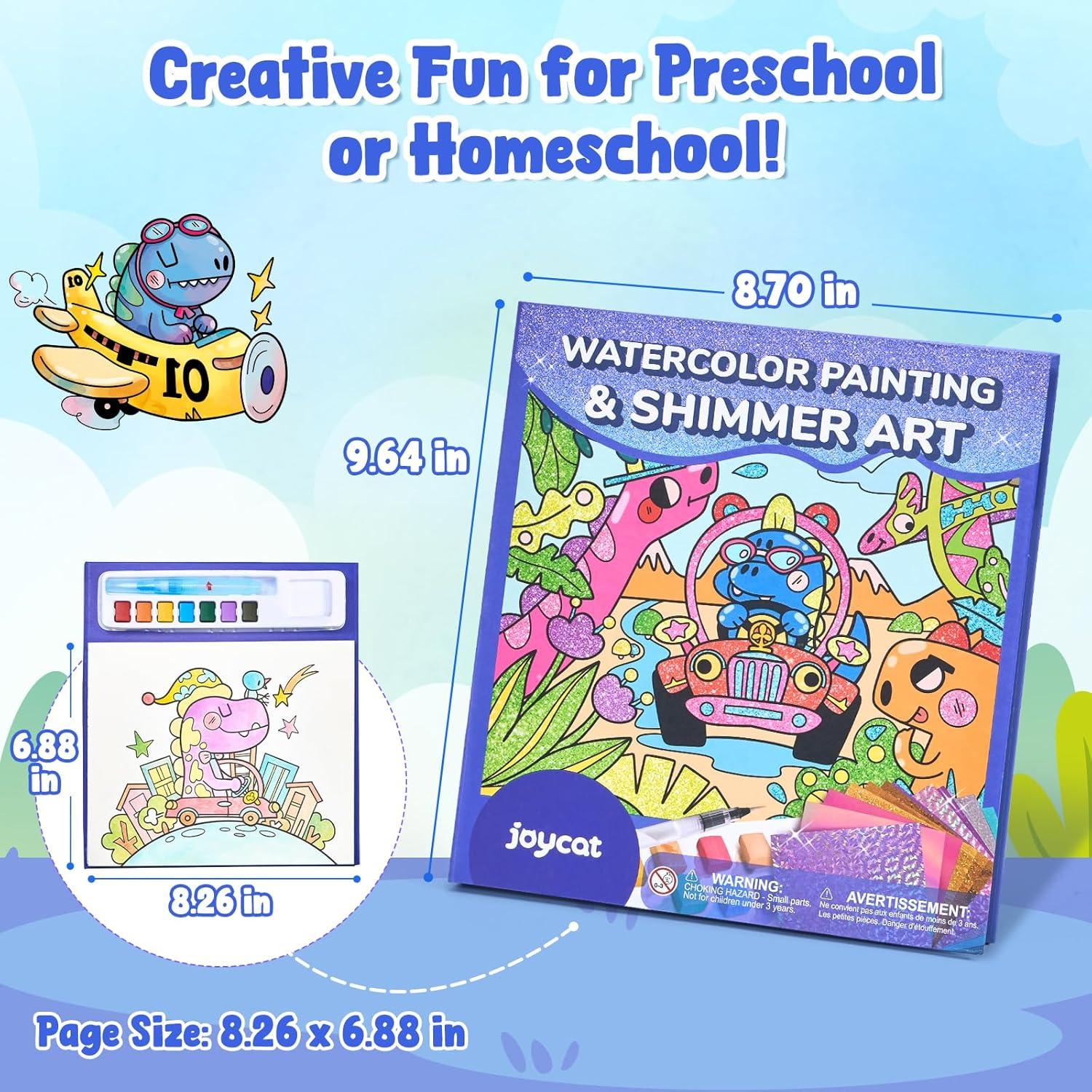 JoyCat Paint with Water Coloring Books, Art & Craft Activity, No Mess Art for Kids Ages 4-8, Craft Kits & Supplies, DIY Creative Activity, Gifts for Girls & Boys (Ocean Princess)(Dinosaurs)