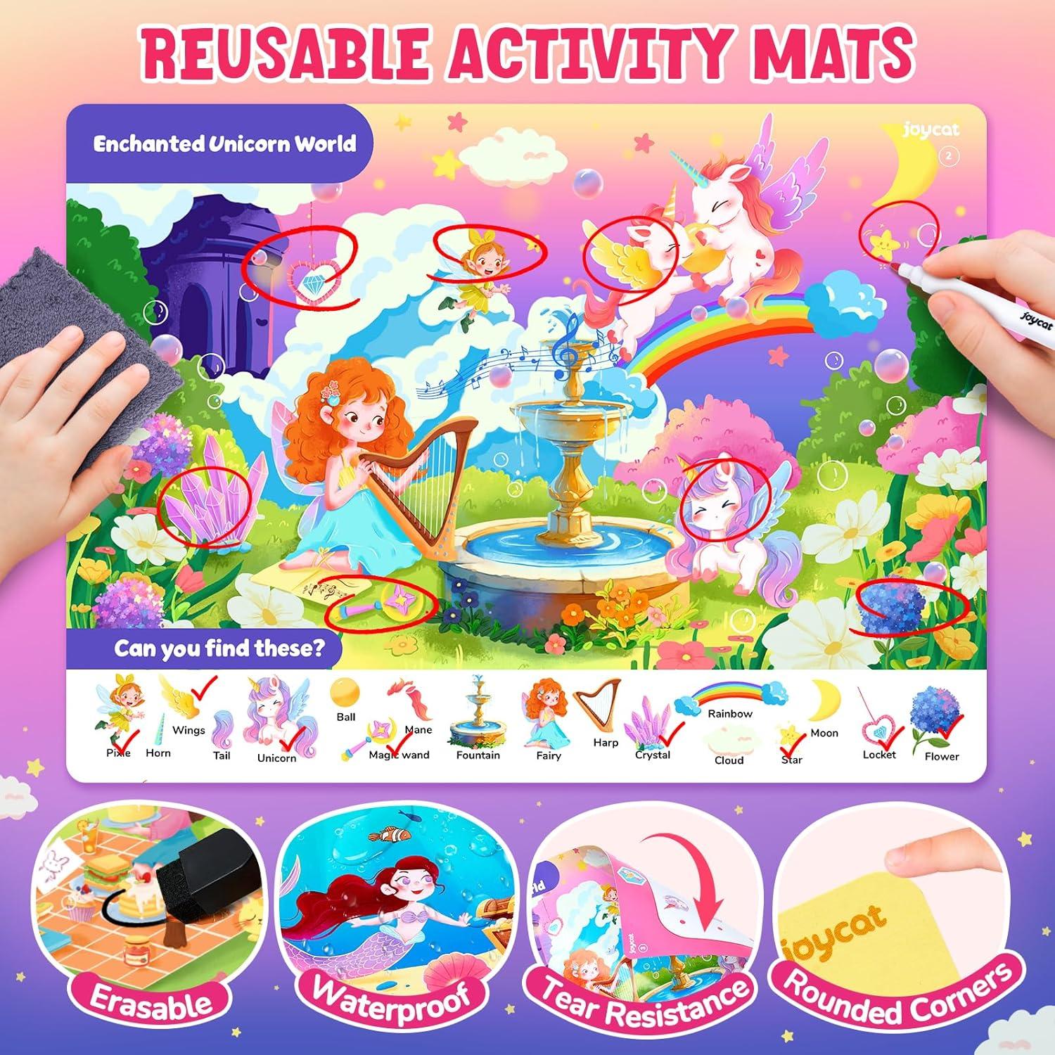 JoyCat Search and Find Activity Books, Preschool Learning Game Activities for Toddlers & Kids Ages 3-5, Travel Toys for Road Trip Car Airplane, Birthday Gifts for Girls and Boys 4-8(Girl Themes)