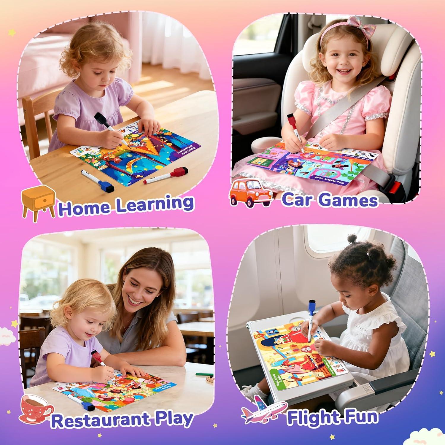 JoyCat Search and Find Activity Books, Preschool Learning Game Activities for Toddlers & Kids Ages 3-5, Travel Toys for Road Trip Car Airplane, Birthday Gifts for Girls and Boys 4-8(Girl Themes)