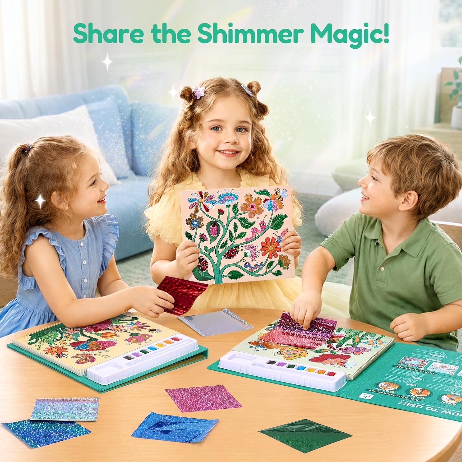 JoyCat Paint with Water Coloring Books & Shimmer Art (Fairy)(Green)