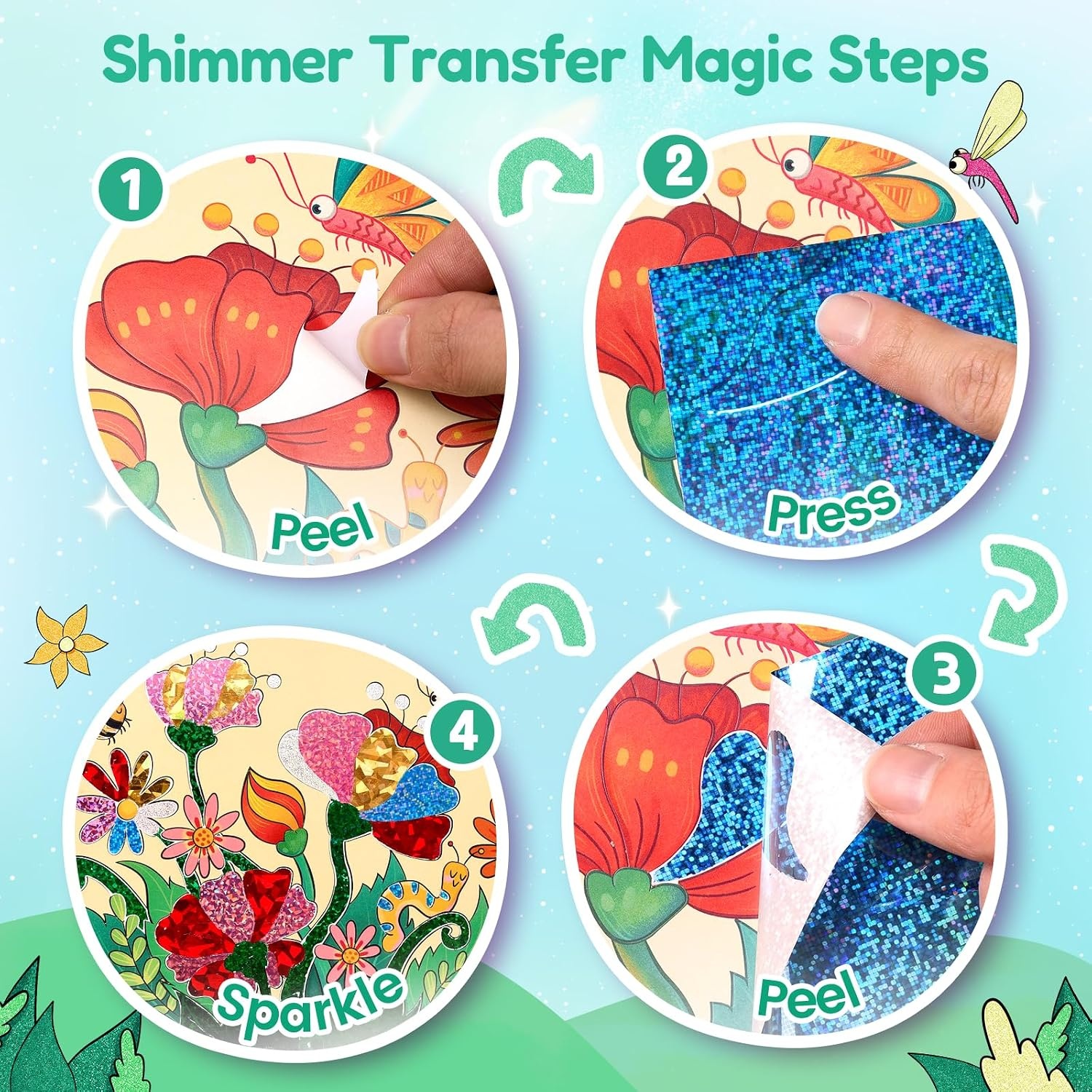JoyCat Paint with Water Coloring Books & Shimmer Art (Fairy)(Green)