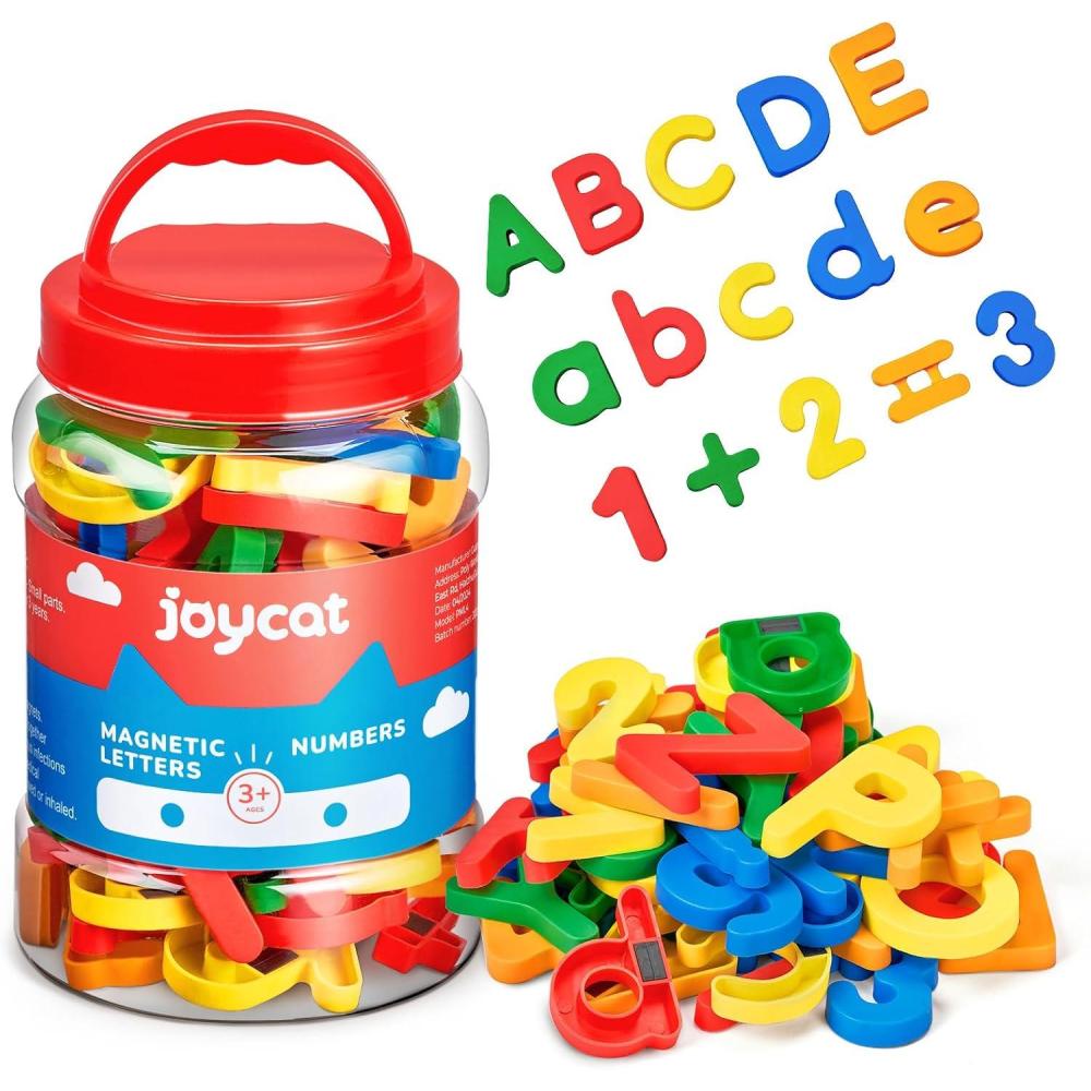JoyCat 104 Pieces Magnetic Letters Numbers Alphabet Fridge Magnets ABC 123 Preschool Educational Learning Plastic Colorful Toy Set Uppercase Lowercase Math Symbols for Toddlers Kids 3+(78PCS)