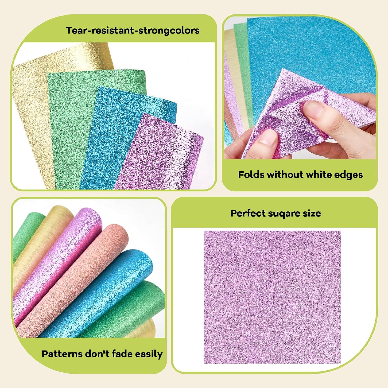 Dreamy Fantasy Origami Paper – 50 Sheets 6×6 Inches – Double-Sided Ethereal Patterns for Magic, Mythical & Celestial Crafts – for Adults, Kids & Artists, Ideal for Scrapbooking.(Shining Series-Pastel Color)