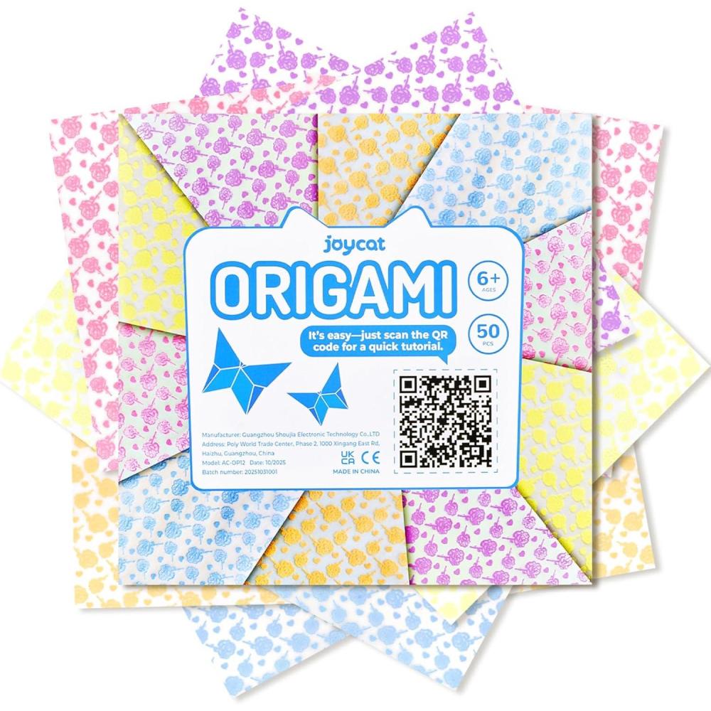 Dreamy Fantasy Origami Paper – 50 Sheets 6×6 Inches – Double-Sided Ethereal Patterns for Magic, Mythical & Celestial Crafts – for Adults, Kids & Artists, Ideal for Scrapbooking.(Luminous-Flower Pattern)