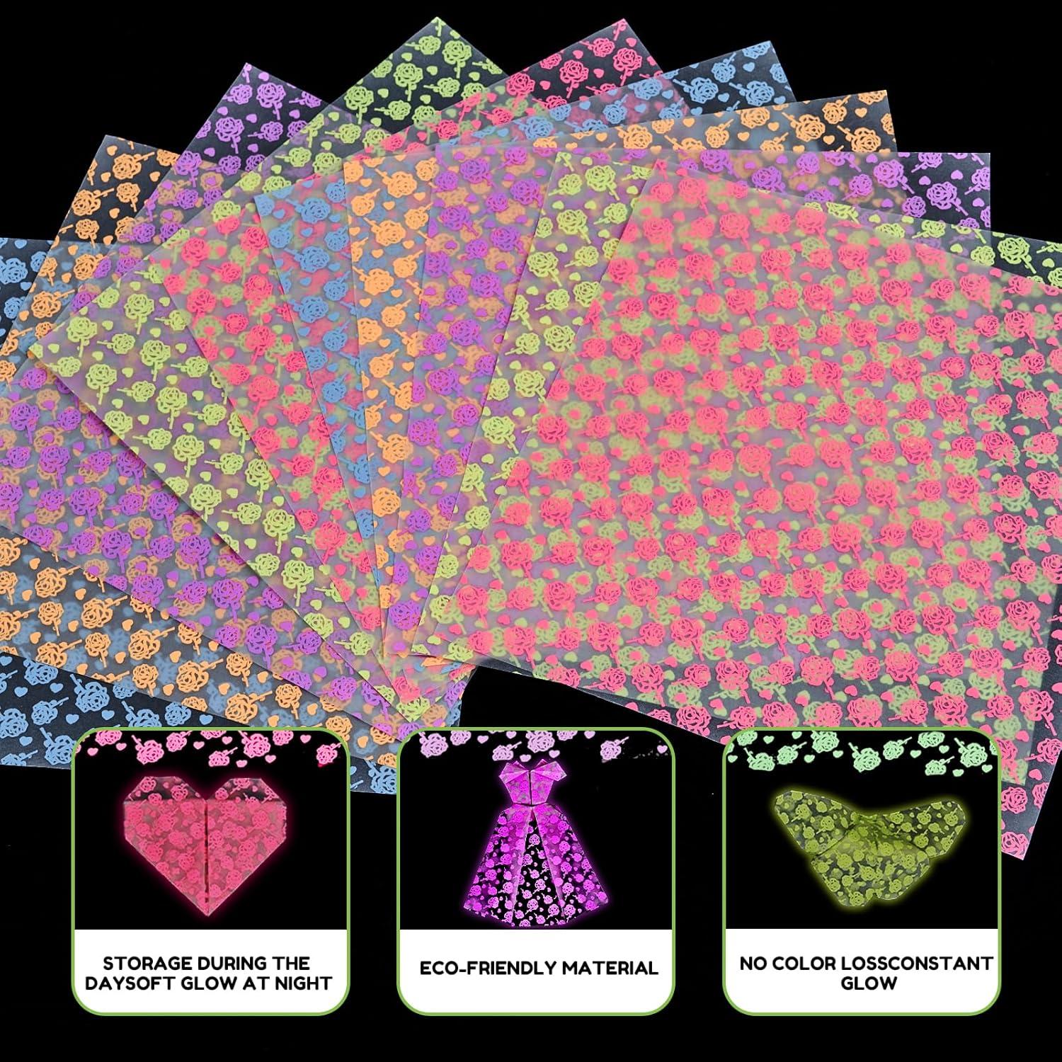 Dreamy Fantasy Origami Paper – 50 Sheets 6×6 Inches – Double-Sided Ethereal Patterns for Magic, Mythical & Celestial Crafts – for Adults, Kids & Artists, Ideal for Scrapbooking.(Luminous-Flower Pattern)