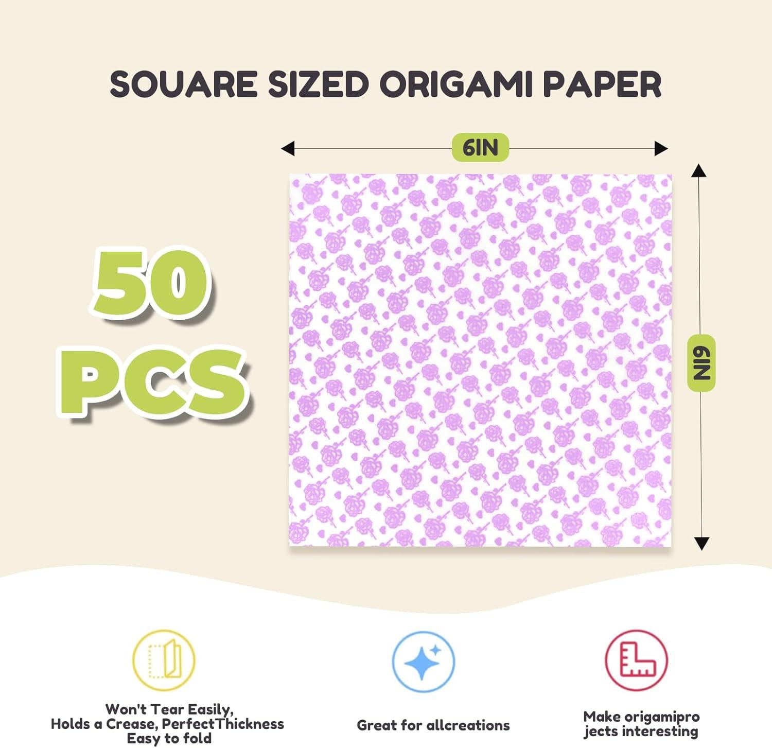 Dreamy Fantasy Origami Paper – 50 Sheets 6×6 Inches – Double-Sided Ethereal Patterns for Magic, Mythical & Celestial Crafts – for Adults, Kids & Artists, Ideal for Scrapbooking.(Luminous-Flower Pattern)