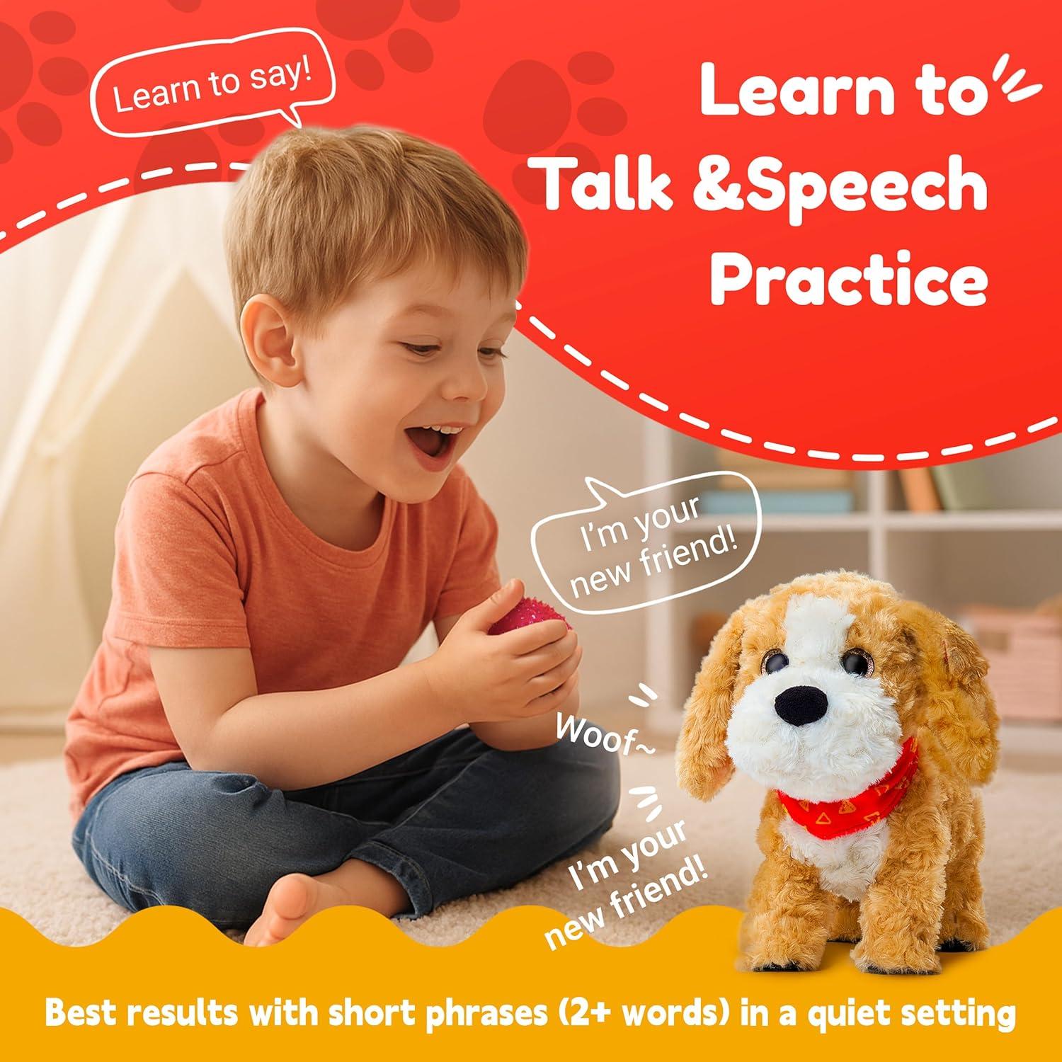 JoyCat Interactive Dog Toy for Kids Toddlers 3 4 5 6 Year Old, Plush Talking Puppy with Voice Control, Walking & Barking, Birthday Gift Ideas for Boys Girls