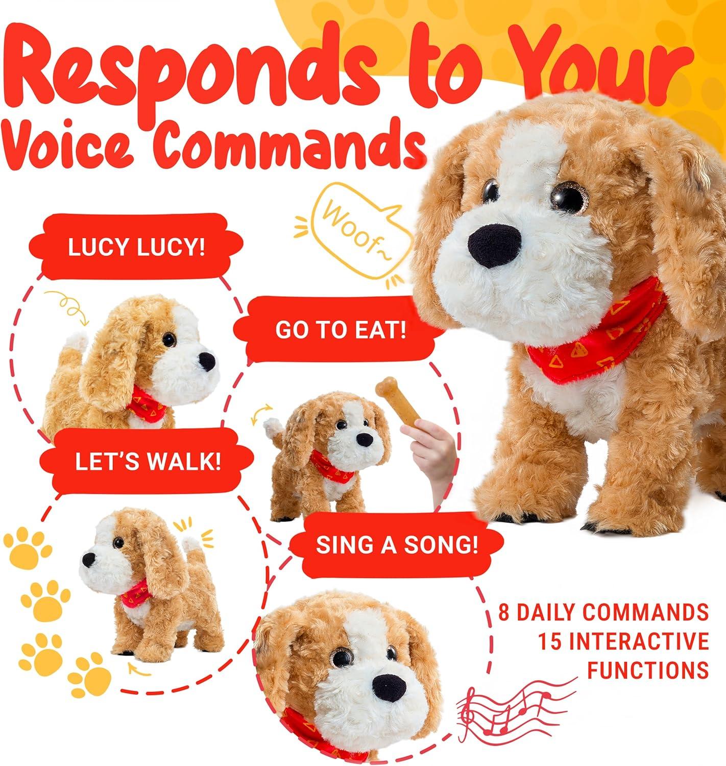 JoyCat Interactive Dog Toy for Kids Toddlers 3 4 5 6 Year Old, Plush Talking Puppy with Voice Control, Walking & Barking, Birthday Gift Ideas for Boys Girls
