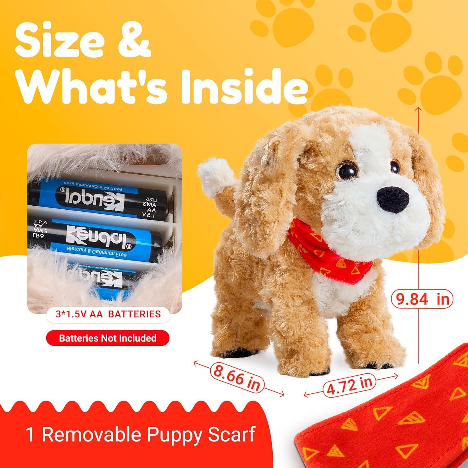 JoyCat Interactive Dog Toy for Kids Toddlers 3 4 5 6 Year Old, Plush Talking Puppy with Voice Control, Walking & Barking, Birthday Gift Ideas for Boys Girls