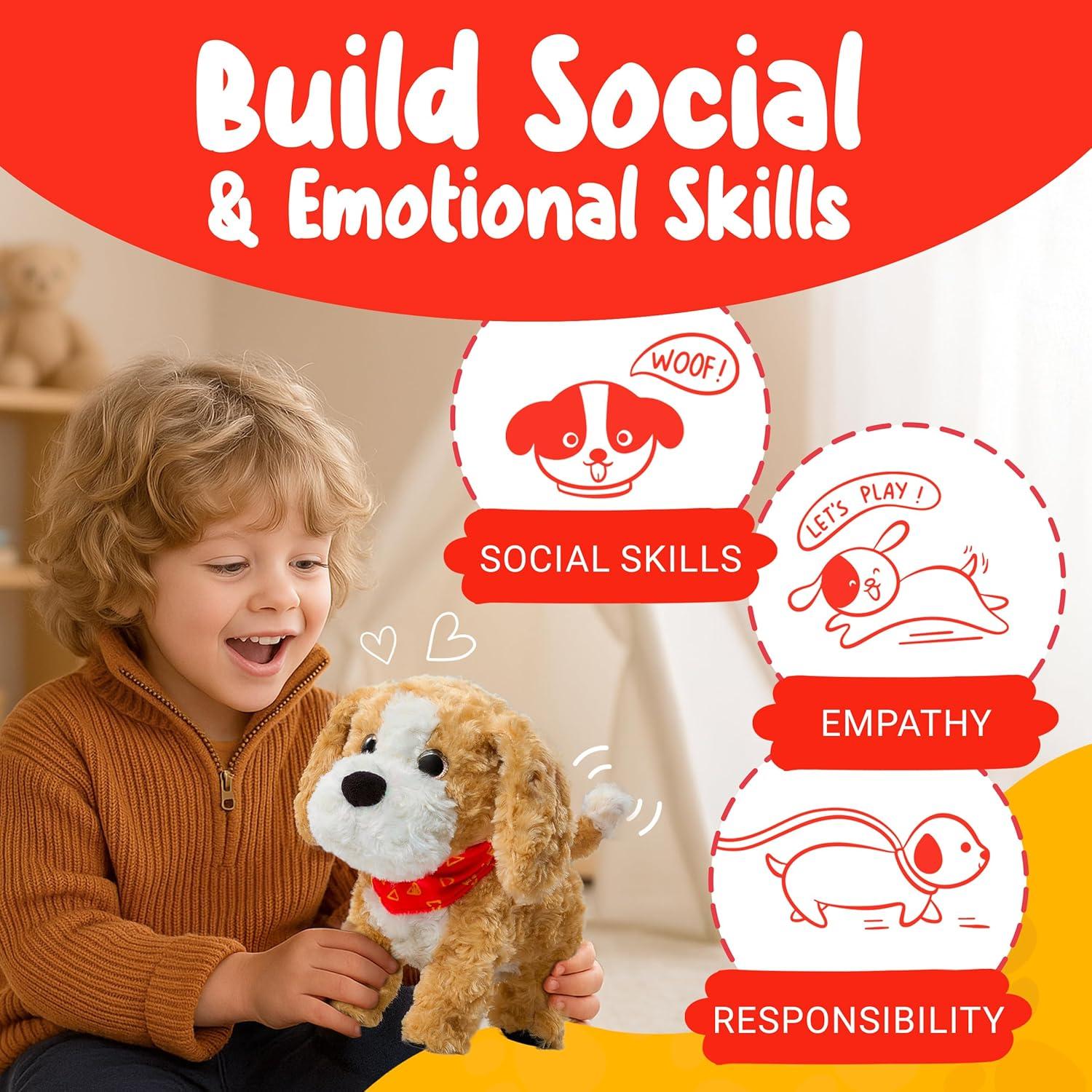 JoyCat Interactive Dog Toy for Kids Toddlers 3 4 5 6 Year Old, Plush Talking Puppy with Voice Control, Walking & Barking, Birthday Gift Ideas for Boys Girls