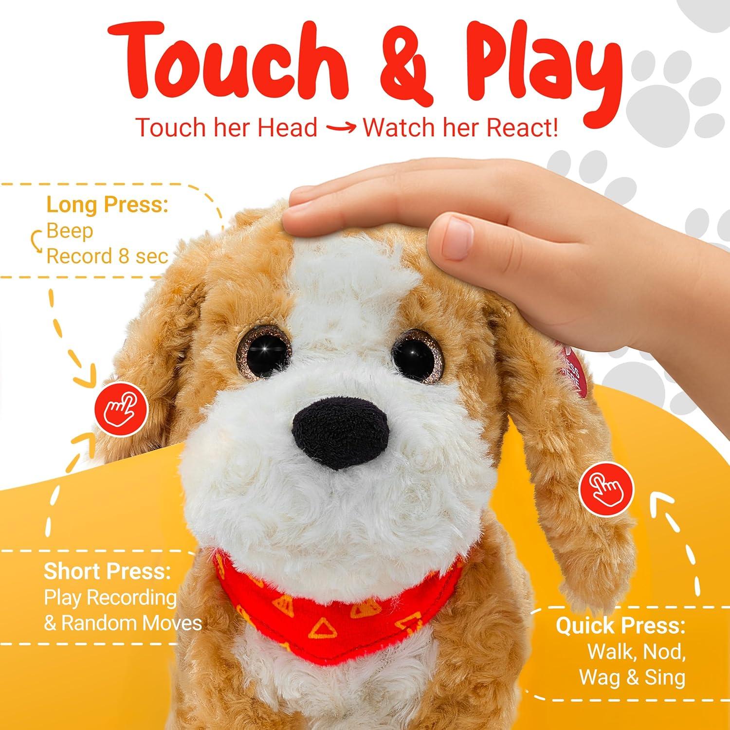 JoyCat Interactive Dog Toy for Kids Toddlers 3 4 5 6 Year Old, Plush Talking Puppy with Voice Control, Walking & Barking, Birthday Gift Ideas for Boys Girls