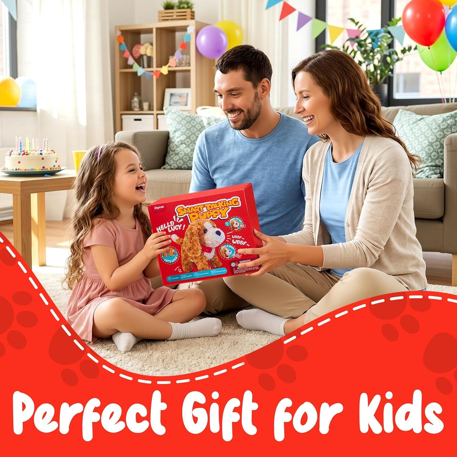 JoyCat Interactive Dog Toy for Kids Toddlers 3 4 5 6 Year Old, Plush Talking Puppy with Voice Control, Walking & Barking, Birthday Gift Ideas for Boys Girls