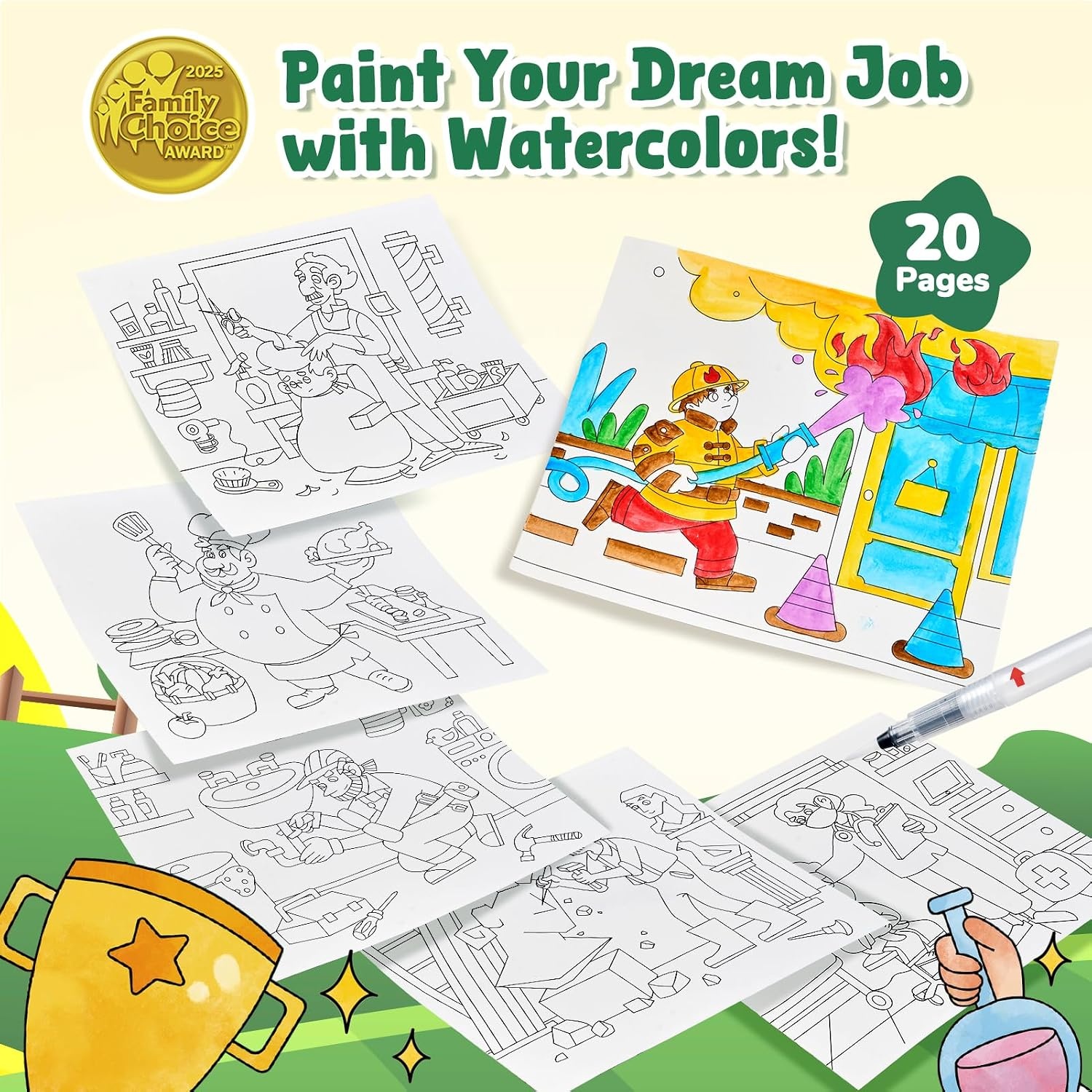 JoyCat Paint with Water Coloring Books for Toddlers (Bugs & Blossoms)(Occupations)