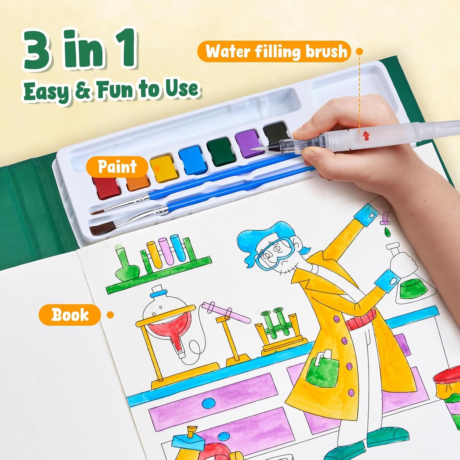 JoyCat Paint with Water Coloring Books for Toddlers (Bugs & Blossoms)(Occupations)