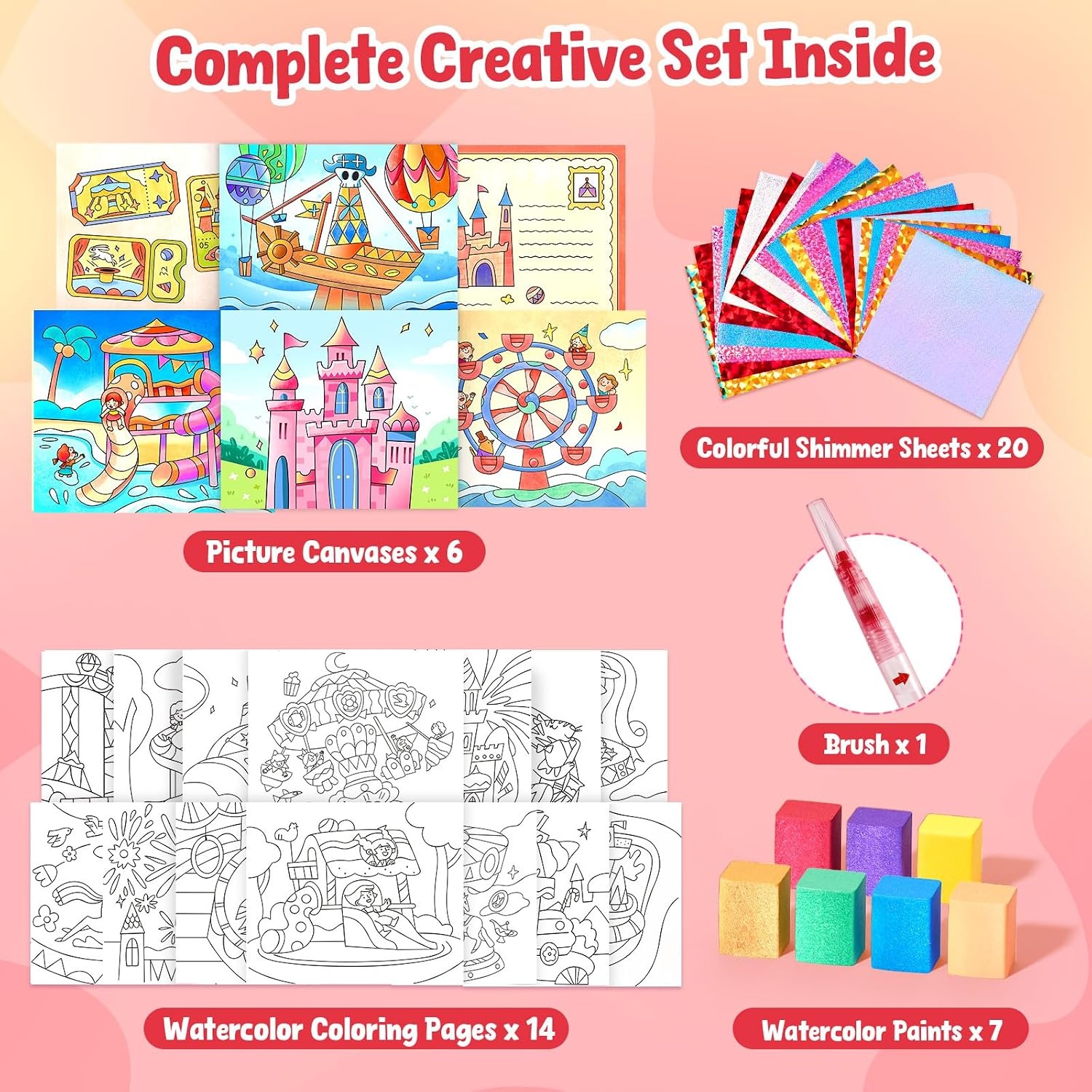 JoyCat Paint with Water Coloring Books & Shimmer Art (Fairy)(Dark Red)