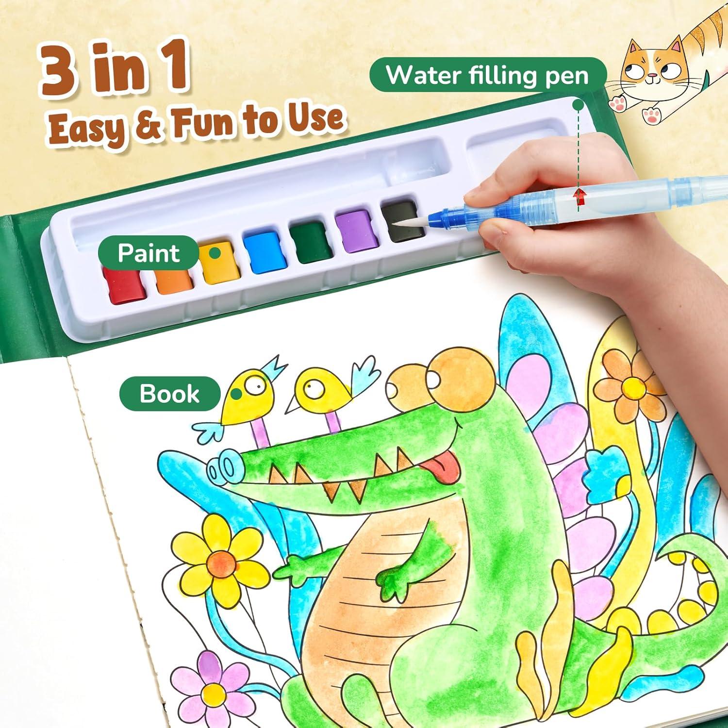 JoyCat Paint with Water Coloring Books, Art & Craft Activity, No Mess Art for Kids Ages 4-8, Craft Kits & Supplies, DIY Creative Activity, Gifts for Girls & Boys (Christmas)(Animals)