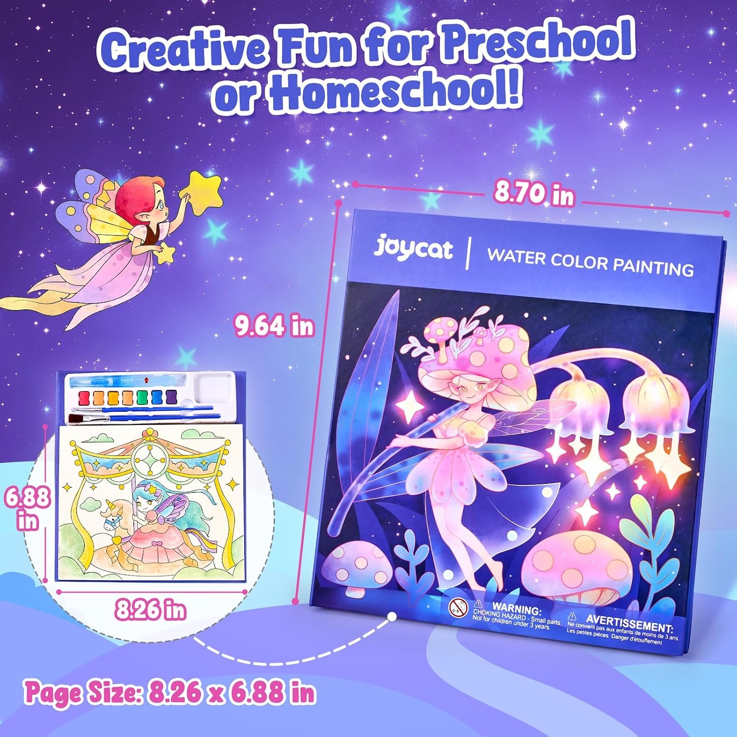 JoyCat Paint with Water Coloring Books for Toddlers (Bugs & Blossoms)(Elf Friends)