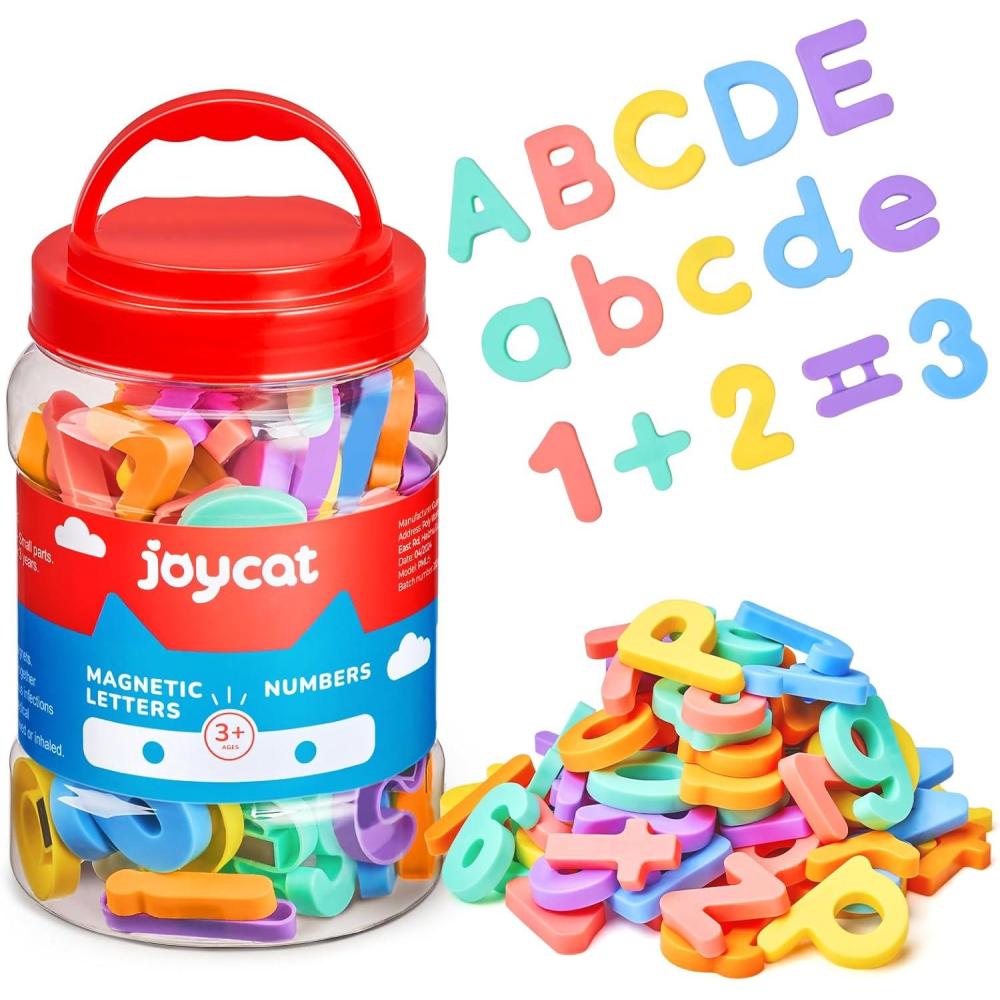 JoyCat Magnetic Letters and Numbers, Uppercase and Lowercase Alphabet Fridge Magnets, Preschool Educational Learning Plastic ABC 123 Colorful Toy Set, Math Symbols for Toddlers, Kids (104 PCS)(104PCS)