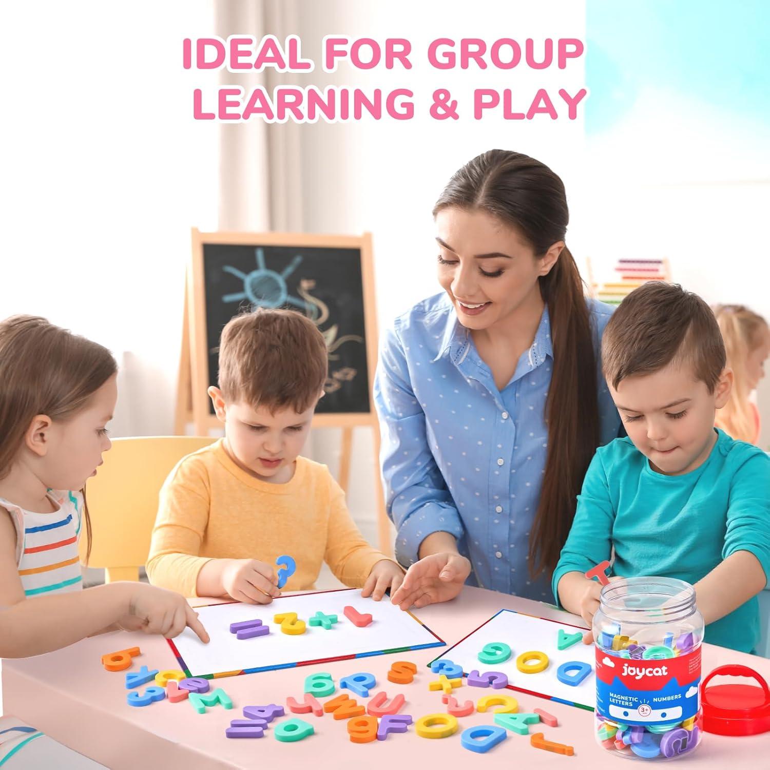 JoyCat Magnetic Letters and Numbers, Uppercase and Lowercase Alphabet Fridge Magnets, Preschool Educational Learning Plastic ABC 123 Colorful Toy Set, Math Symbols for Toddlers, Kids (104 PCS)(104PCS)
