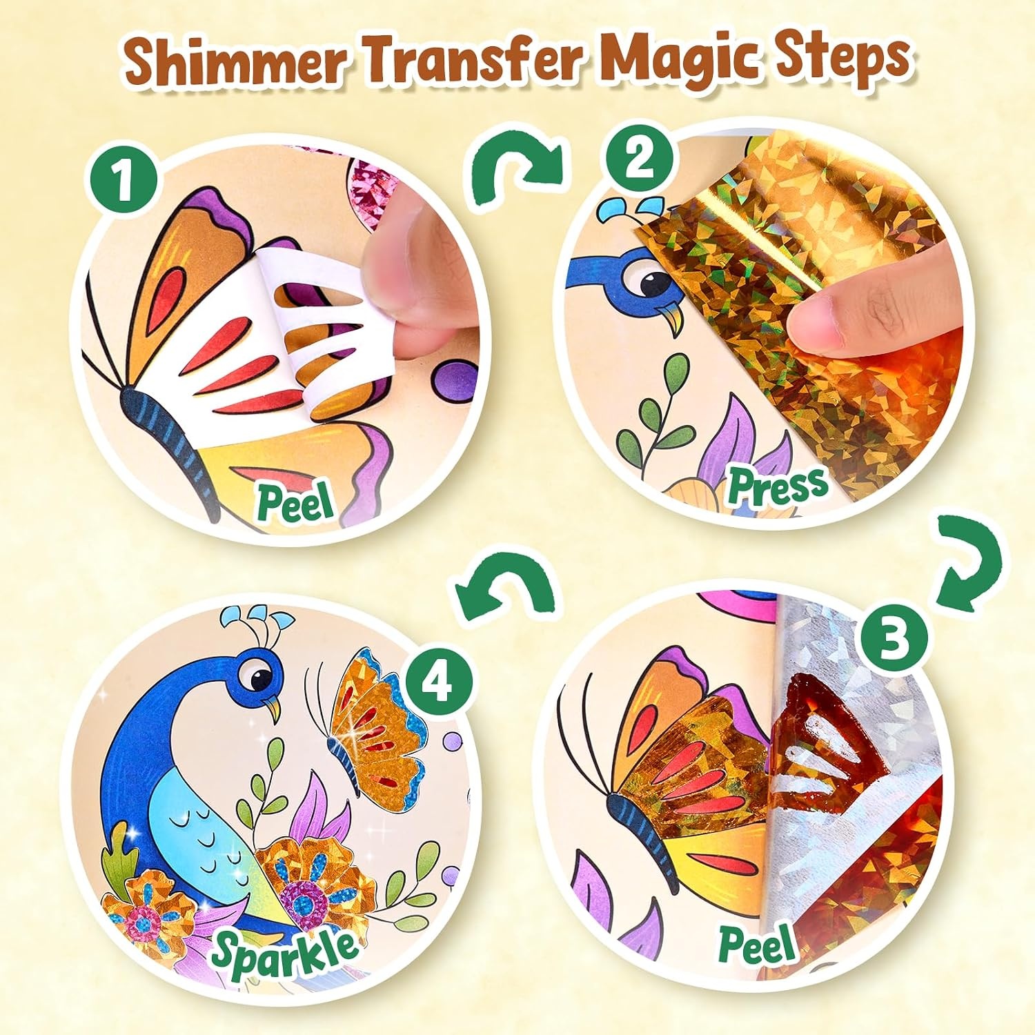JoyCat Paint with Water Coloring Books & Shimmer Art (Bugs & Blossoms)(Animals)