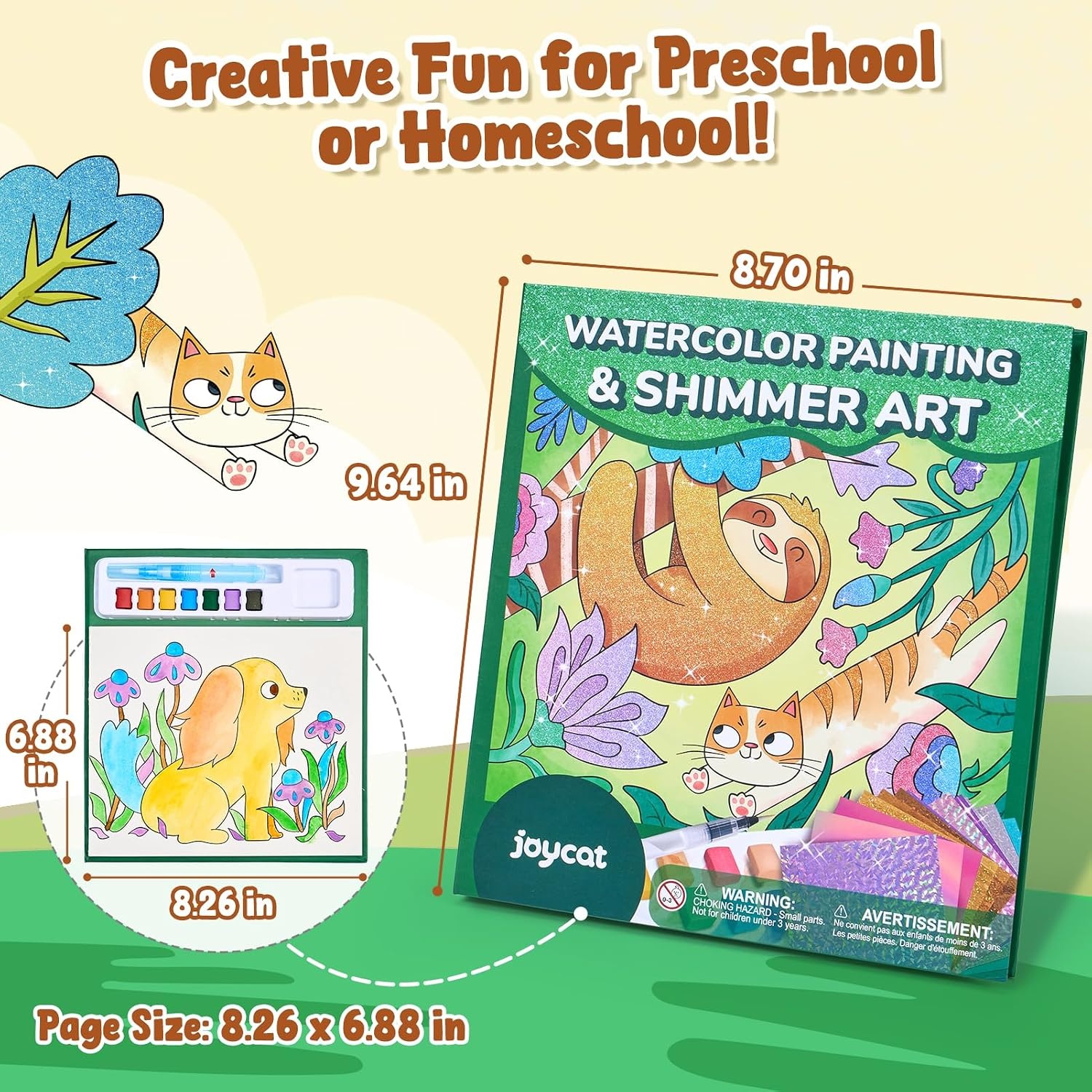 JoyCat Paint with Water Coloring Books & Shimmer Art (Bugs & Blossoms)(Animals)