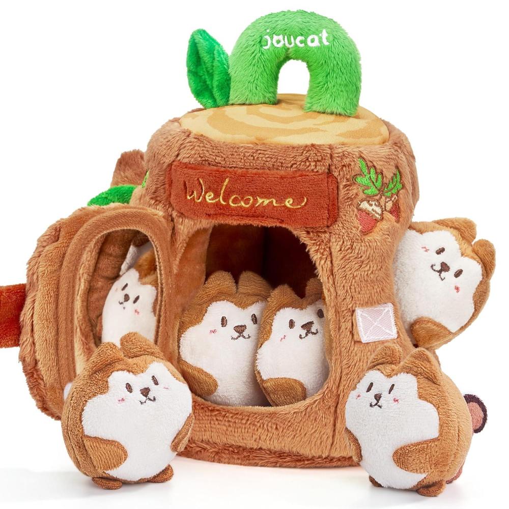 JoyCat Baby Toys 6-12 Months – Soft Baby Beehive with 5 Sensory Bees – Rattle, Crinkle Paper, Squeaker, Mirror, Busy Montessori Soft Toys for Toddlers 0-3 Years Old – Baby Easter Basket Stuffers Gift(Brown Squirrels)
