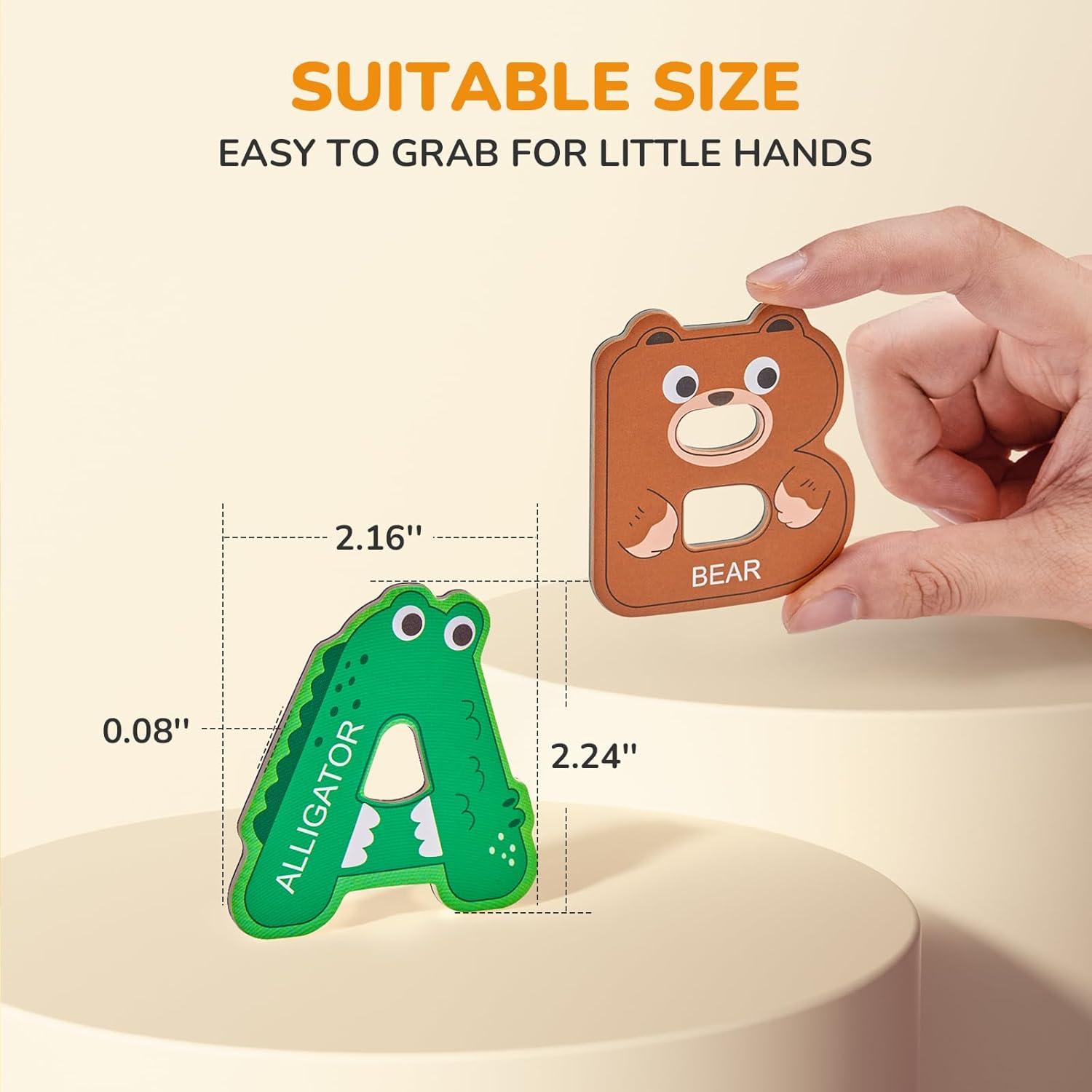 JoyCat Fridge Magnets for Toddlers – 26 Cute Animals & Uppercase Letters for Kids, Magnetic Alphabet Refrigerator Toys, Fun Educational Learning Gifts for Preschool 2 3 4 5 Years Old(Letters)