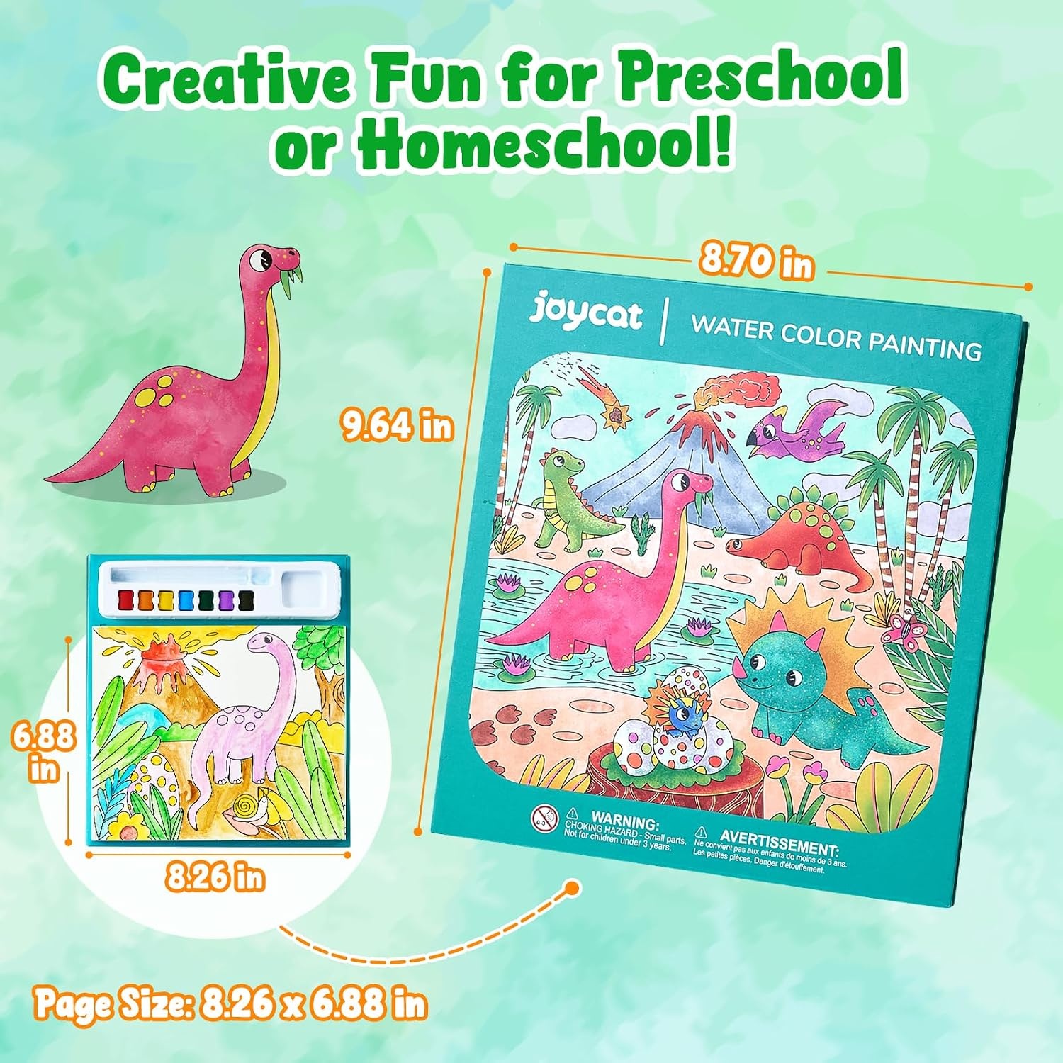 JoyCat Paint with Water Coloring Books for Toddlers (Bugs & Blossoms)(Dinosaurs)