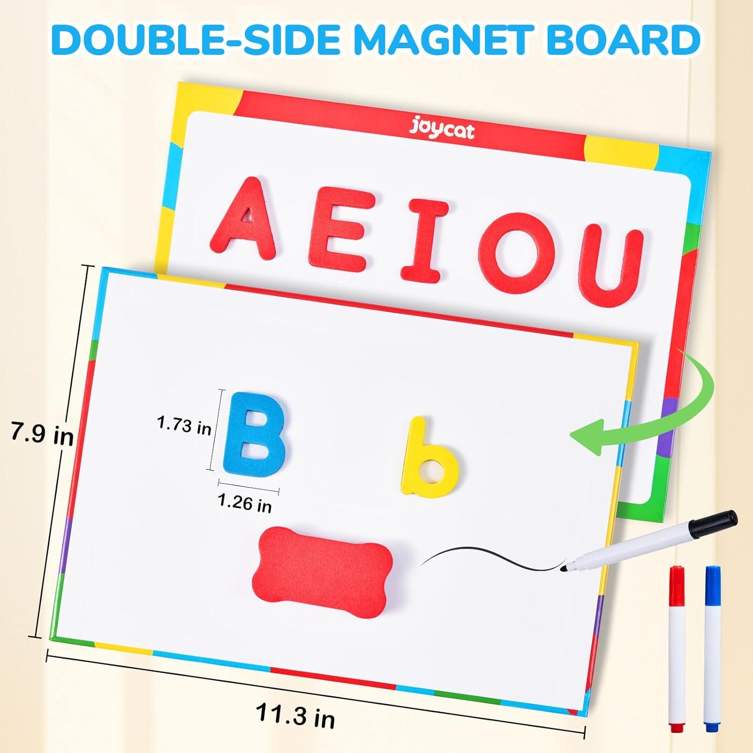 JoyCat Classroom Magnetic Letters Kit Colorful 234 Pcs with Double-Sided Magnet Board – Foam Alphabet Letters for Preschool Kids Toddler Spelling and Learning – Fridge Magnets ABC Education Toys