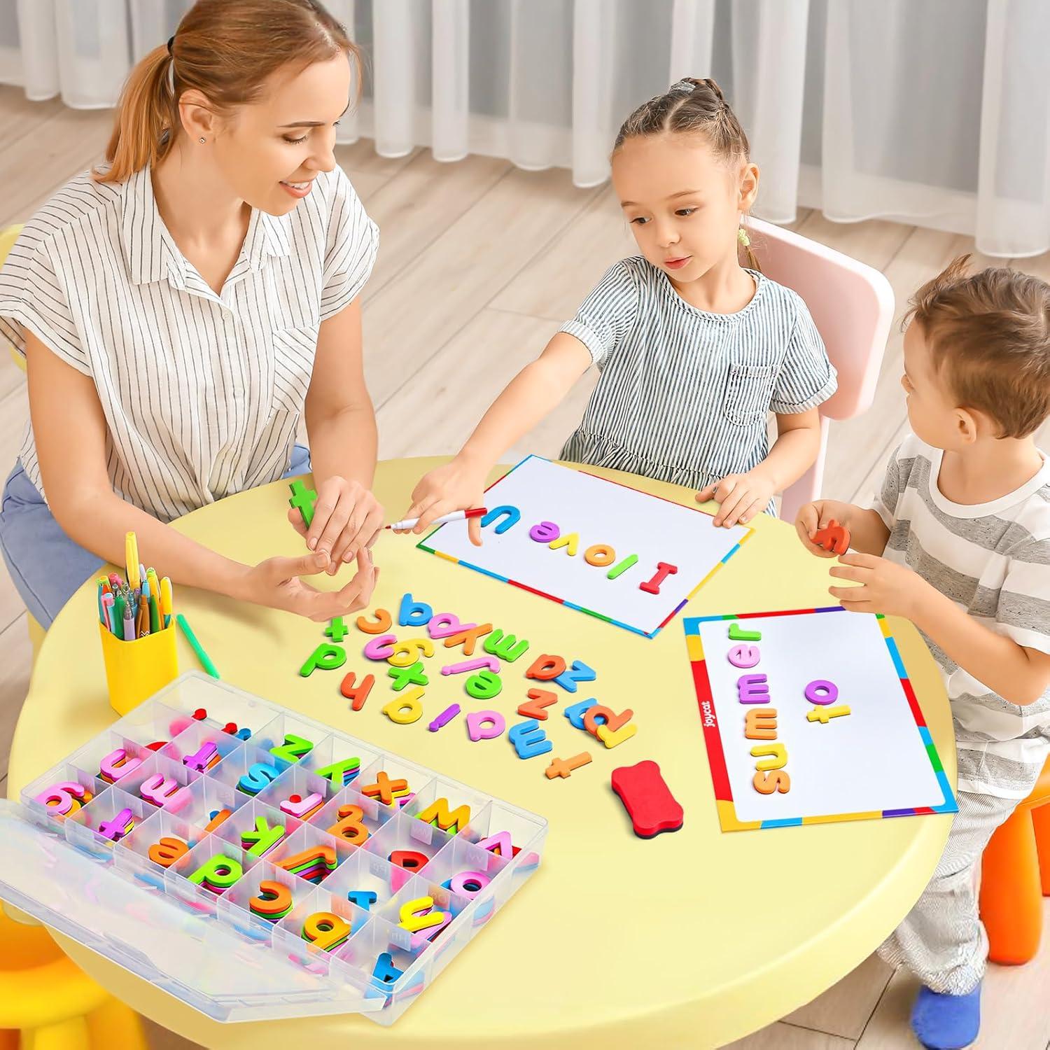 JoyCat Classroom Magnetic Letters Kit Colorful 234 Pcs with Double-Sided Magnet Board – Foam Alphabet Letters for Preschool Kids Toddler Spelling and Learning – Fridge Magnets ABC Education Toys