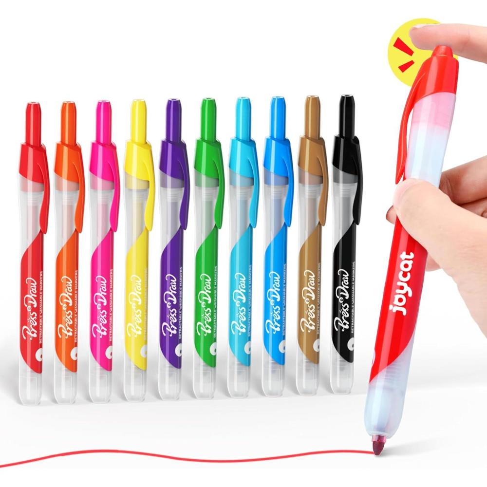 JoyCat Click & Draw Washable Markers for kids with Retractable Tips,20 Colors Markers Set,retractable marker for Toddlers Kids, Ideal arts & crafts supplies,coloring markers,Holiday Gifts for Kid.(10)
