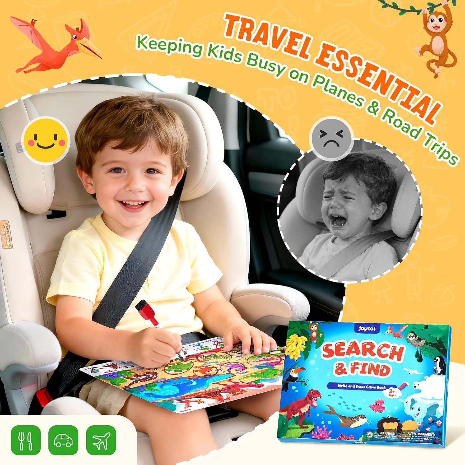JoyCat Search and Find Activity Books, Preschool Learning Game Activities for Toddlers & Kids Ages 3-5, Travel Toys for Road Trip Car Airplane, Birthday Gifts for Girls and Boys 4-8(Animal)