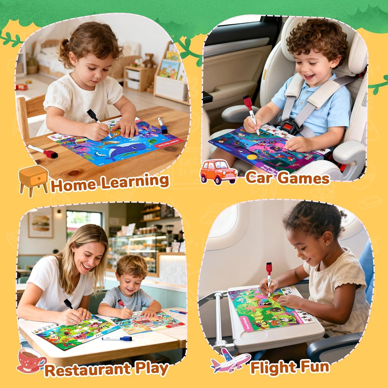 JoyCat Search and Find Activity Books, Preschool Learning Game Activities for Toddlers & Kids Ages 3-5, Travel Toys for Road Trip Car Airplane, Birthday Gifts for Girls and Boys 4-8(Animal)