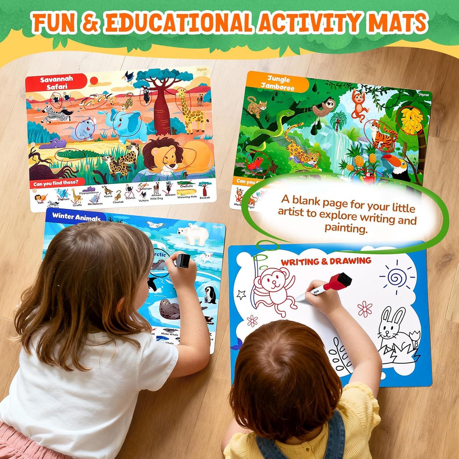 JoyCat Search and Find Activity Books, Preschool Learning Game Activities for Toddlers & Kids Ages 3-5, Travel Toys for Road Trip Car Airplane, Birthday Gifts for Girls and Boys 4-8(Animal)