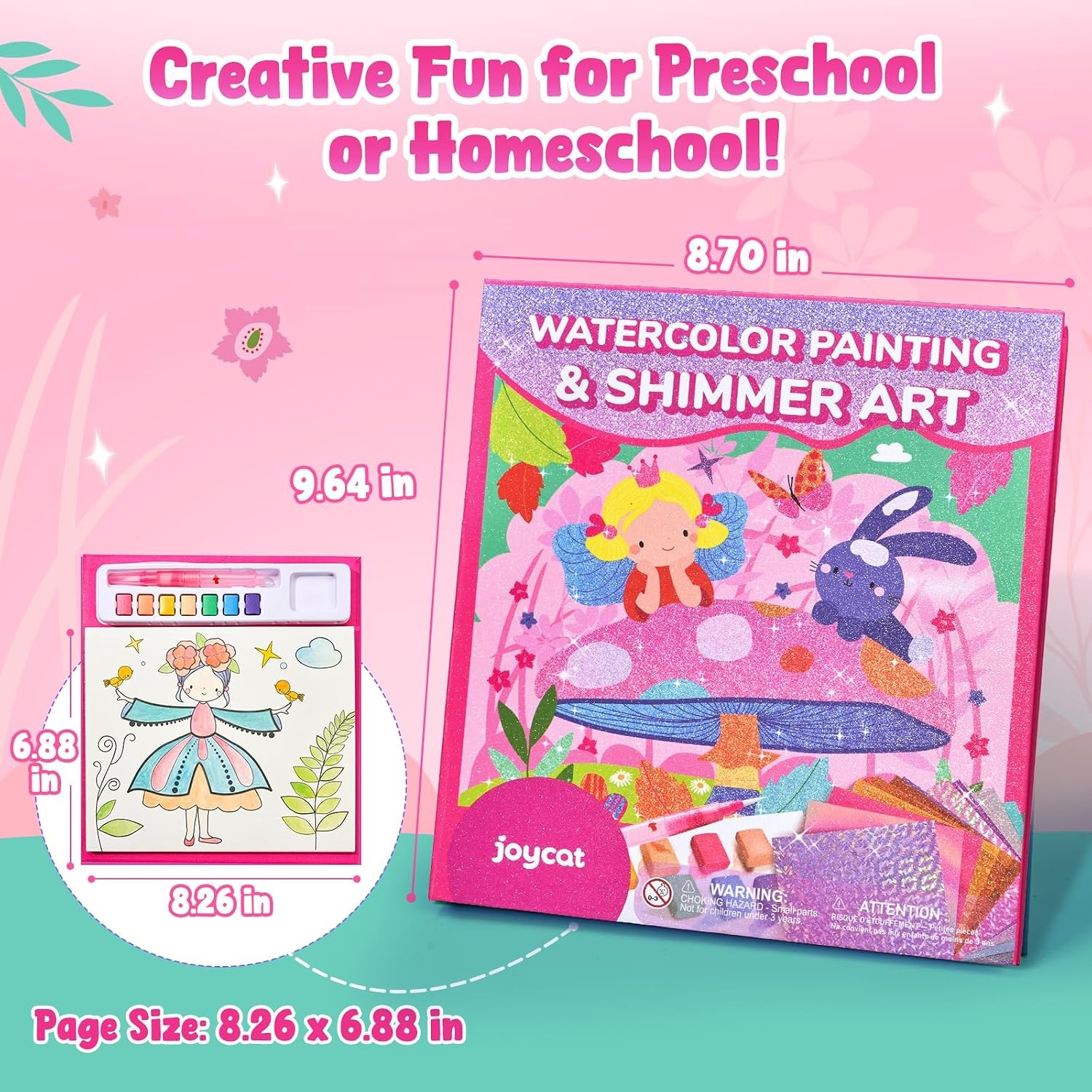 JoyCat Paint with Water Coloring Books & Shimmer Art (Fairy)(Purple)