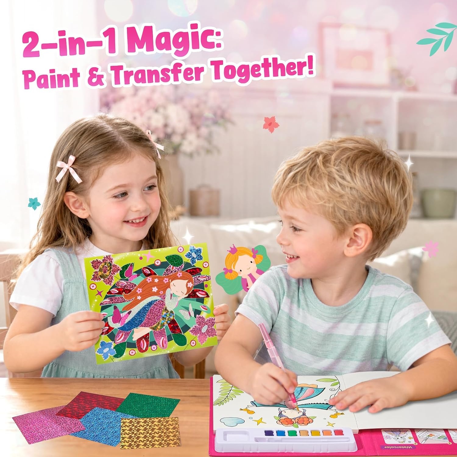 JoyCat Paint with Water Coloring Books & Shimmer Art (Fairy)(Purple)