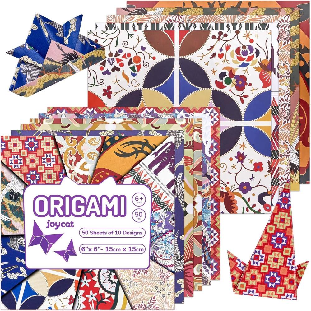 Dreamy Fantasy Origami Paper – 50 Sheets 6×6 Inches – Double-Sided Ethereal Patterns for Magic, Mythical & Celestial Crafts – for Adults, Kids & Artists, Ideal for Scrapbooking.(Botanical Print)