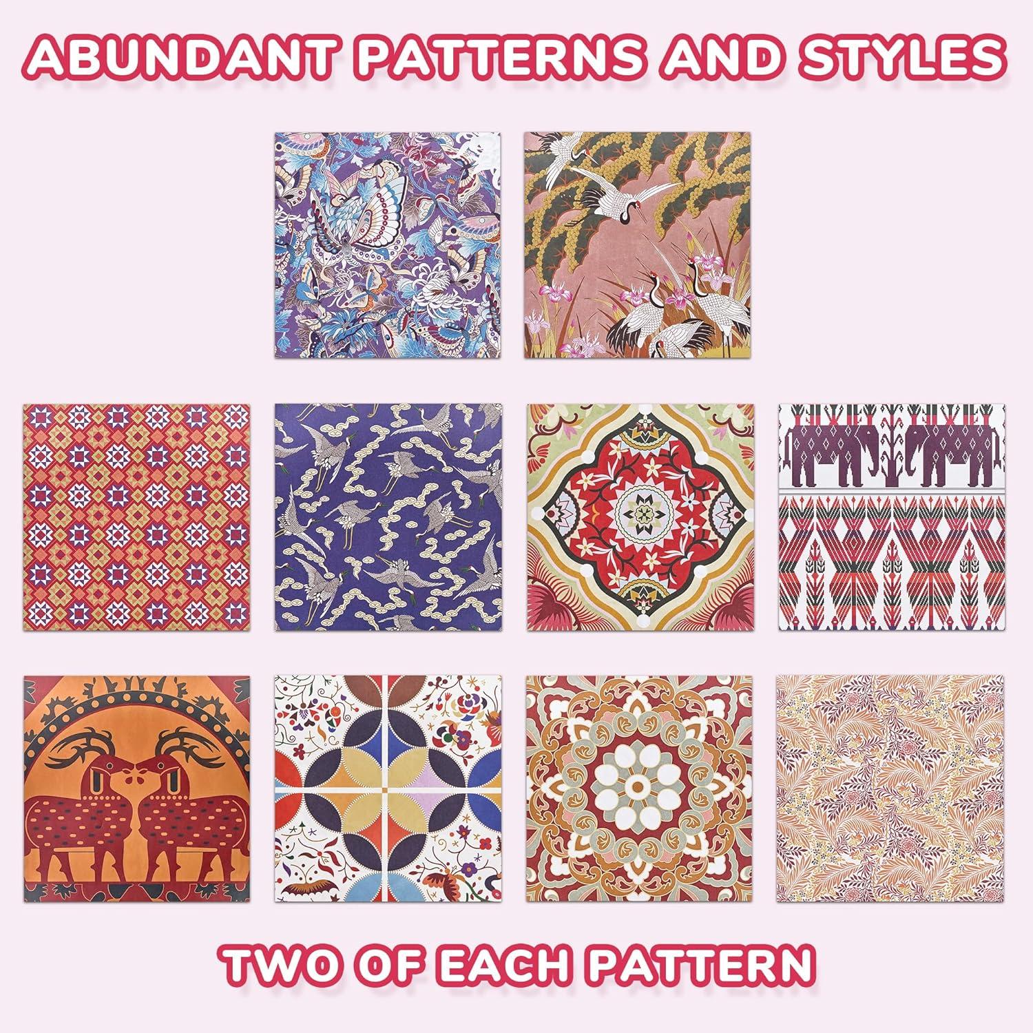 Dreamy Fantasy Origami Paper – 50 Sheets 6×6 Inches – Double-Sided Ethereal Patterns for Magic, Mythical & Celestial Crafts – for Adults, Kids & Artists, Ideal for Scrapbooking.(Botanical Print)