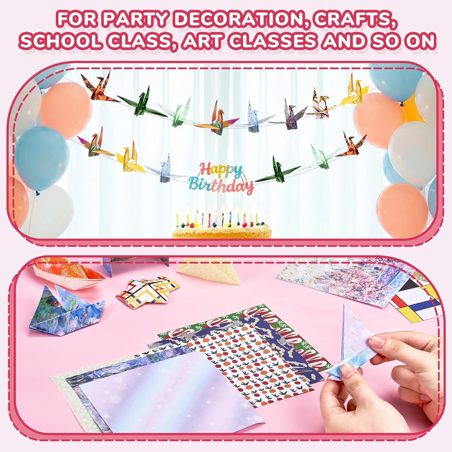 Dreamy Fantasy Origami Paper – 50 Sheets 6×6 Inches – Double-Sided Ethereal Patterns for Magic, Mythical & Celestial Crafts – for Adults, Kids & Artists, Ideal for Scrapbooking.(Botanical Print)
